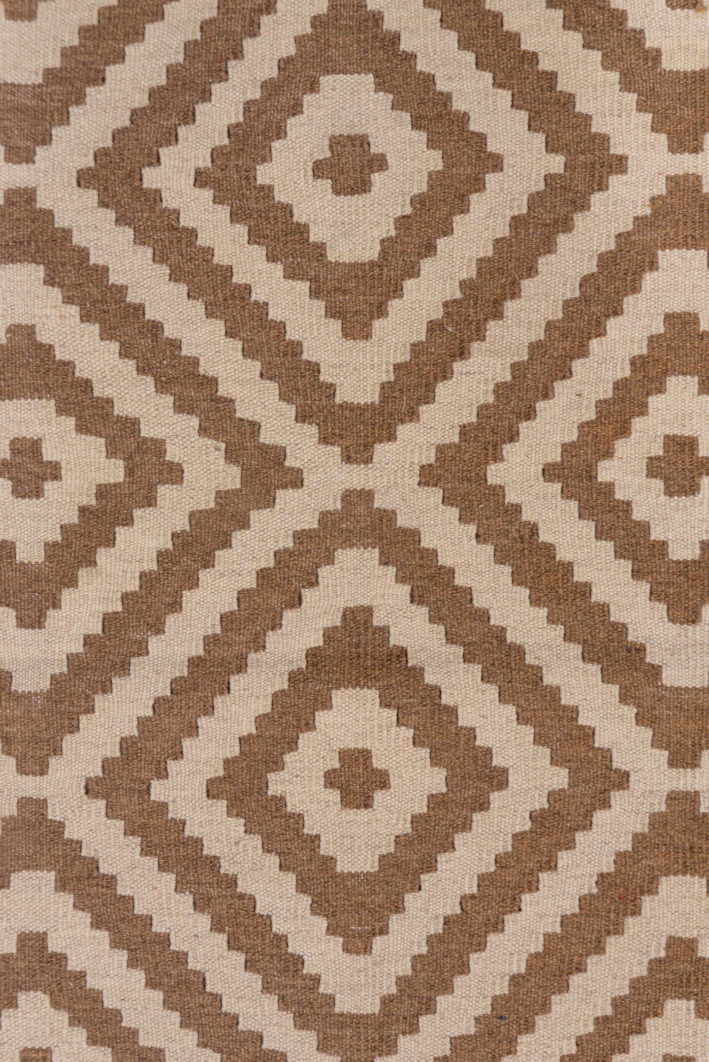3' x 5' one-of-a-kind handmade vintage Kilim small size rug. Color palette: brown, ivory