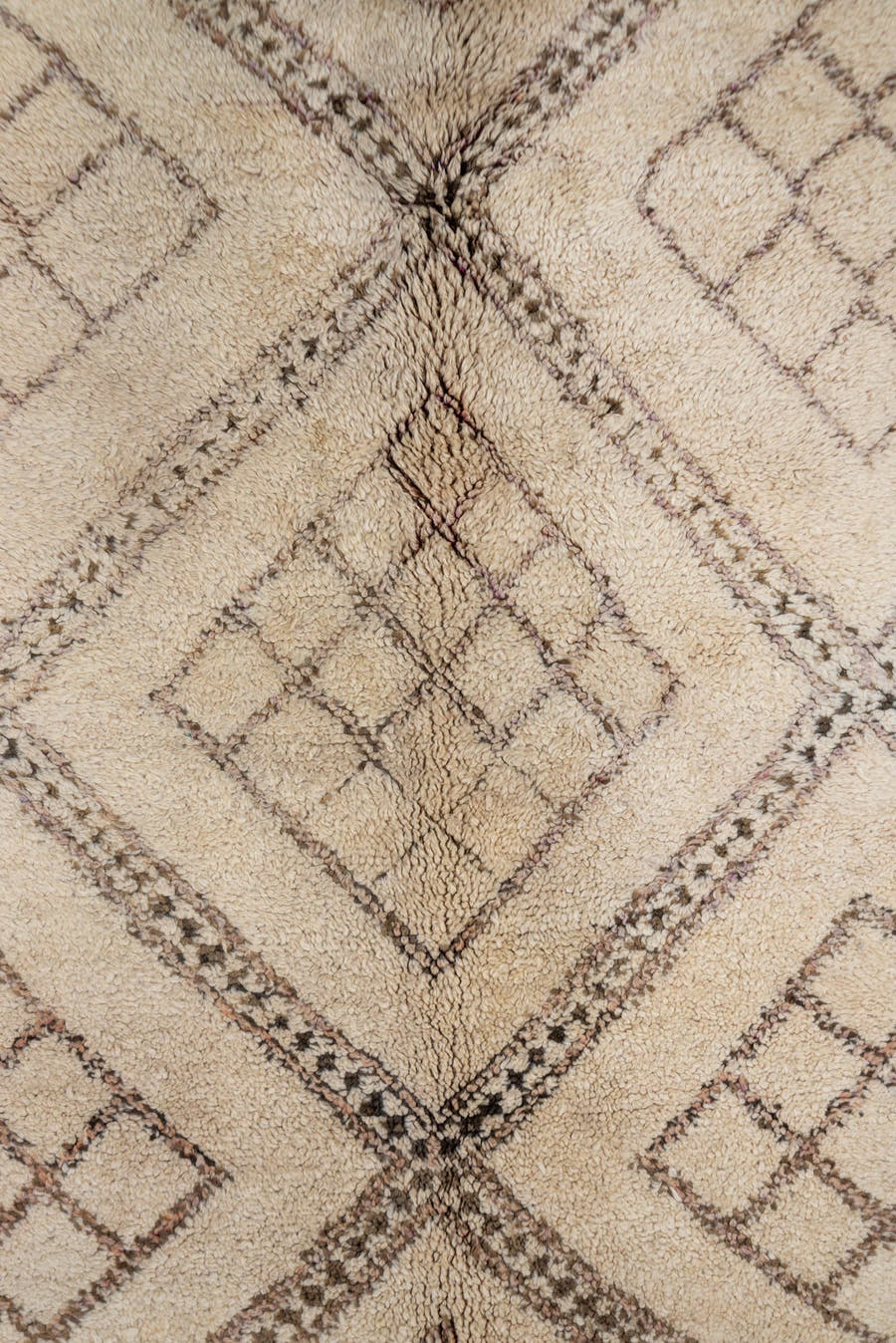 6' x 12' one-of-a-kind handmade vintage Moroccan large size rug. Color palette: ivory, charcoal, taupe, rust, brown, gray