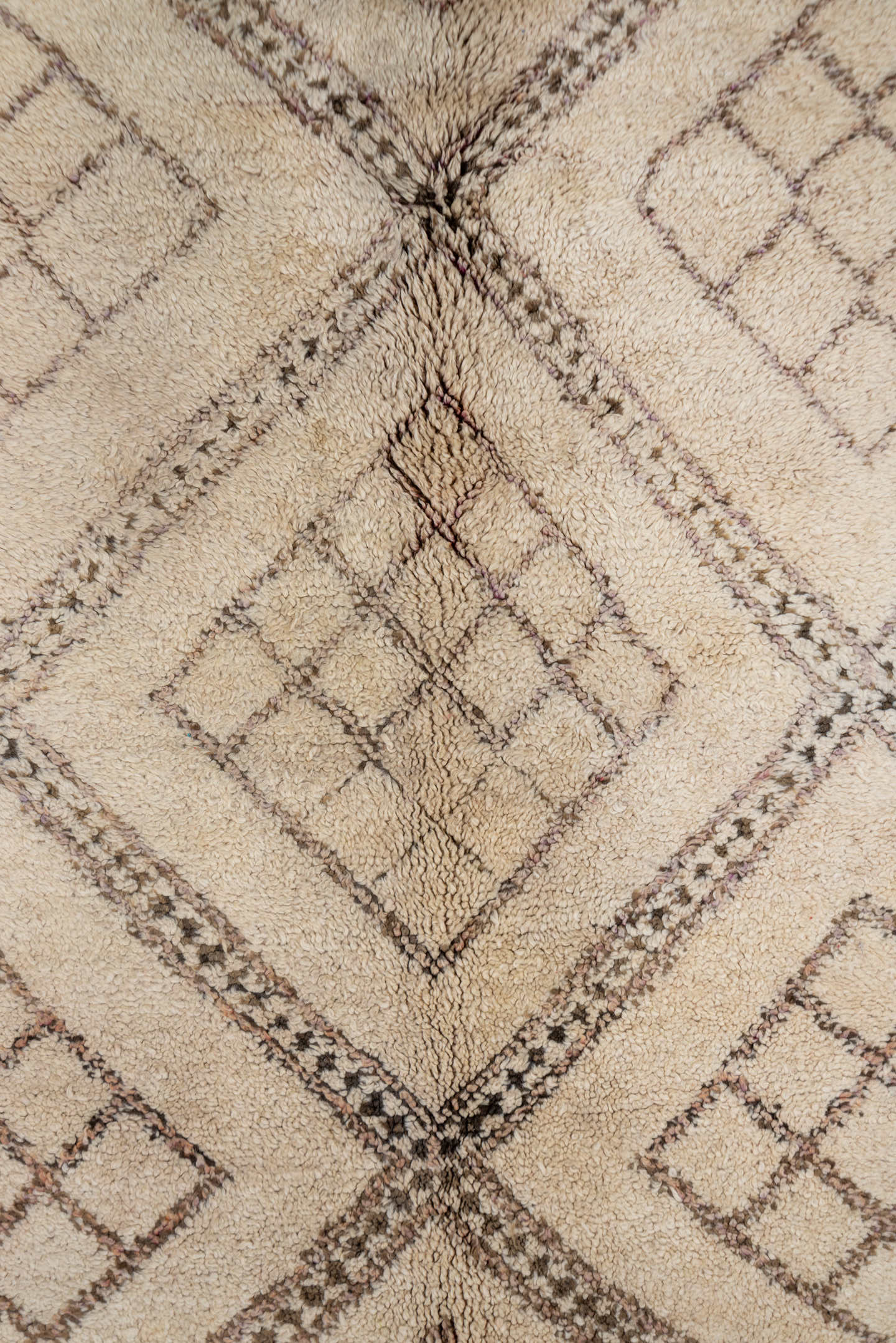 6' x 12' one-of-a-kind handmade vintage Moroccan large size rug. Color palette: ivory, charcoal, taupe, rust, brown, gray