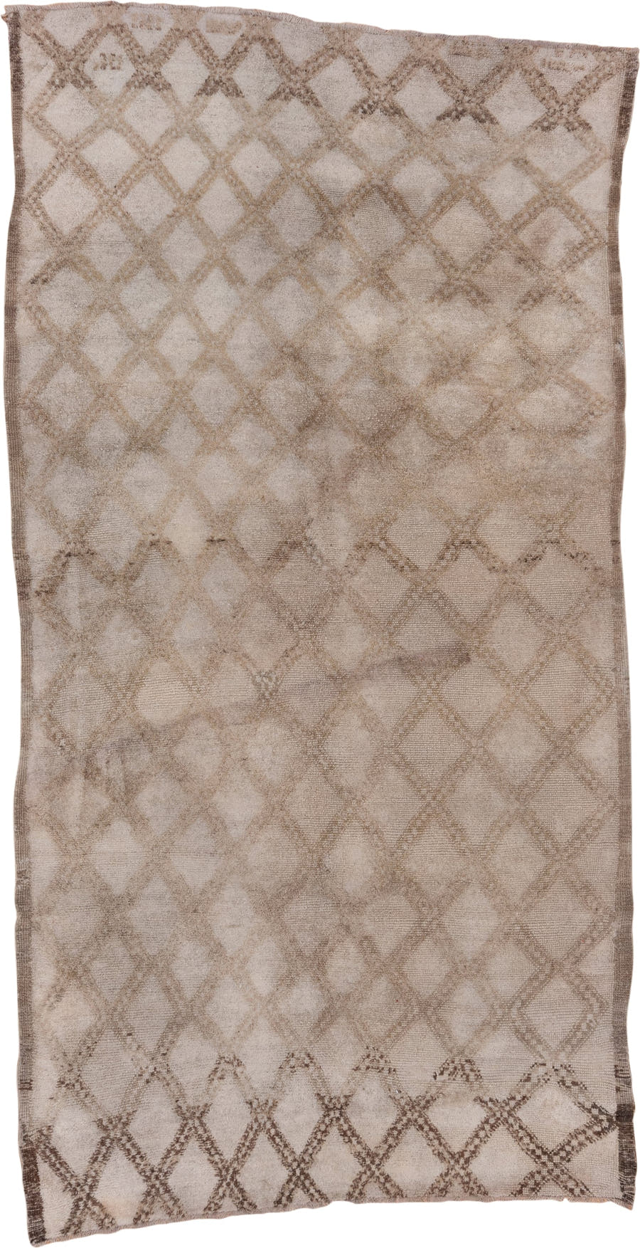 6' x 12' one-of-a-kind handmade vintage Moroccan large size rug. Color palette: ivory, taupe, camel, brown, beige, gray