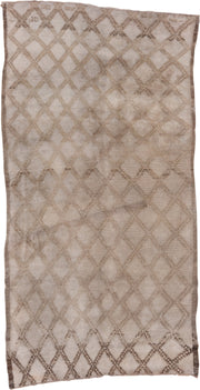 6' x 12' one-of-a-kind handmade vintage Moroccan large size rug. Color palette: ivory, taupe, camel, brown, beige, gray