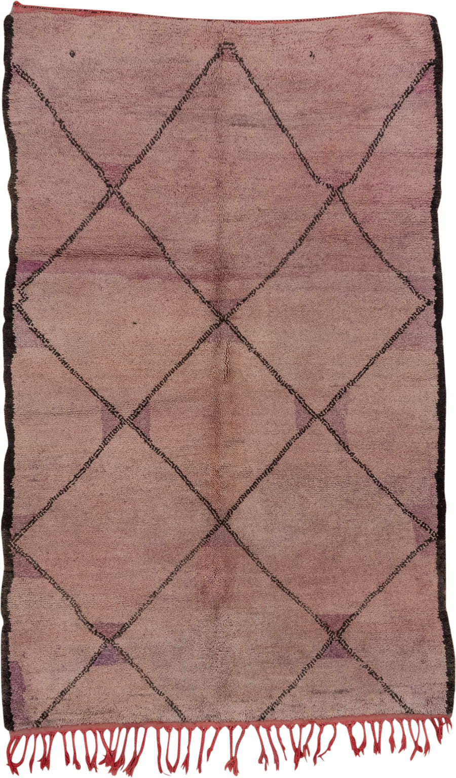 5' x 9' one-of-a-kind handmade vintage Moroccan medium size rug. Color palette: dusty rose, mauve, charcoal, plum