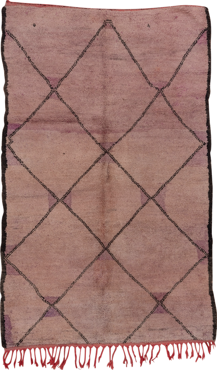 5' x 9' one-of-a-kind handmade vintage Moroccan medium size rug. Color palette: black, brown, gray, light gray, off-white