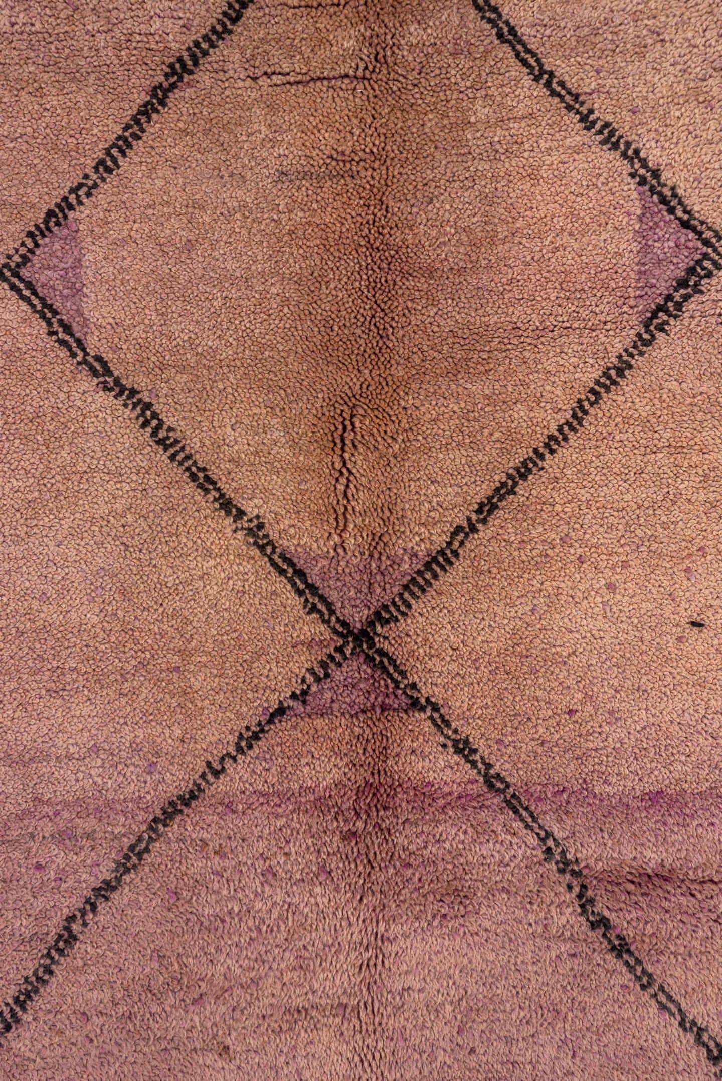 5' x 9' one-of-a-kind handmade vintage Moroccan medium size rug. Color palette: dusty rose, mauve, charcoal, plum