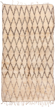 6' x 12' one-of-a-kind handmade vintage Moroccan large size rug. Color palette: ivory, cream, charcoal, taupe, gray, black