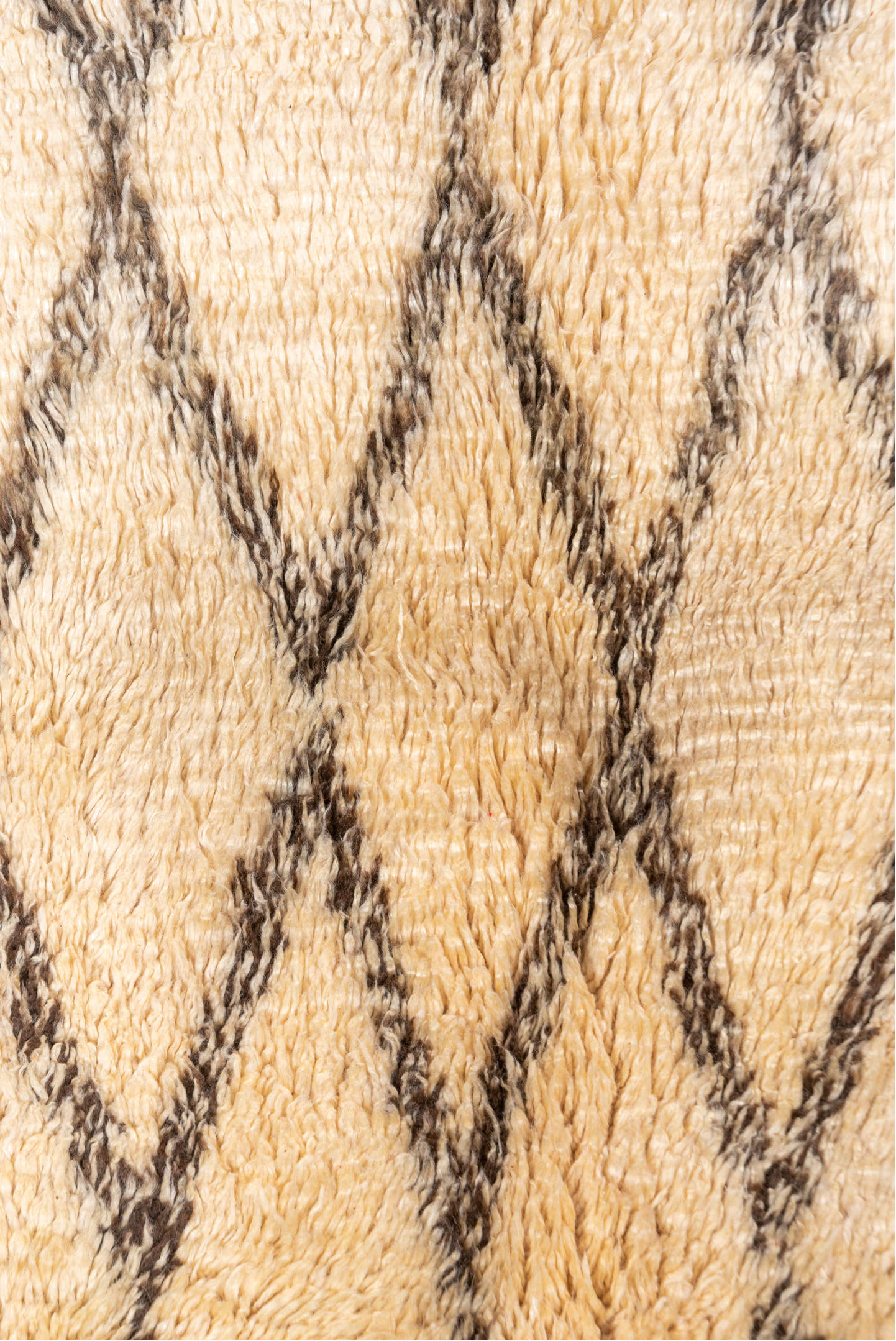 6' x 12' one-of-a-kind handmade vintage Moroccan large size rug. Color palette: antiquewhite, bisque, blanched almond, brown