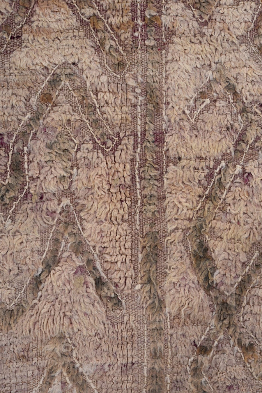 5' x 10' one-of-a-kind handmade vintage Moroccan medium size rug. Color palette: ivory, taupe, brown, blush, mauve, beige