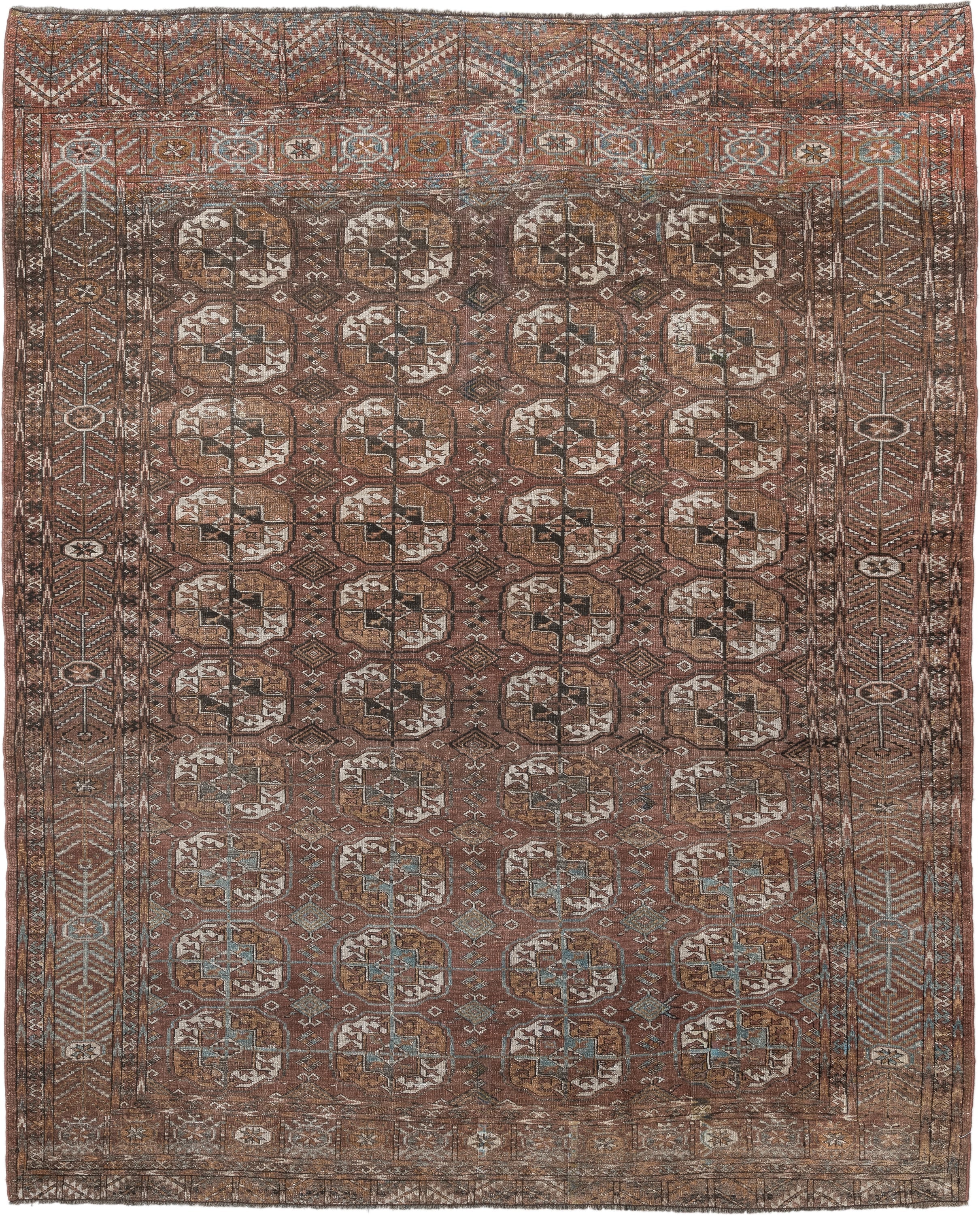 6' x 7' one-of-a-kind handmade vintage Bokara medium size rug. Color palette: rust, camel, brown, ivory, taupe, soft teal