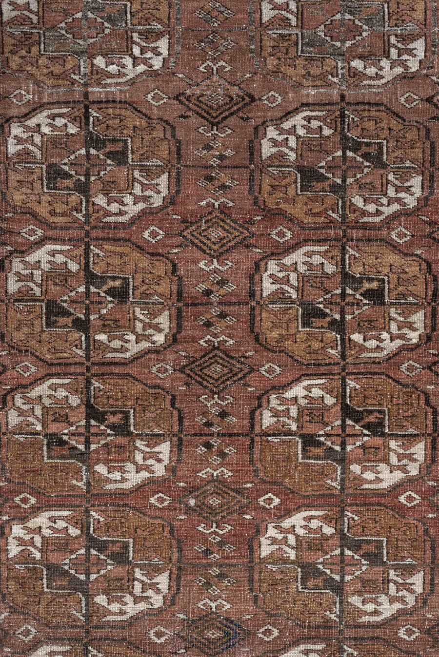 6' x 7' one-of-a-kind handmade vintage Bokara medium size rug. Color palette: rust, camel, brown, ivory, taupe, soft teal