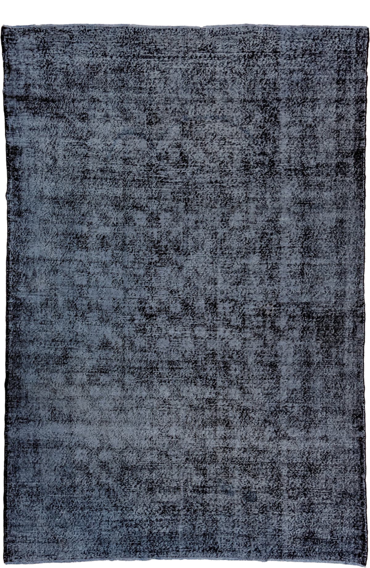 7' x 10' one-of-a-kind handmade antique Overdyed large size rug. Color palette: charcoal, slate, steel_blue, gray, black