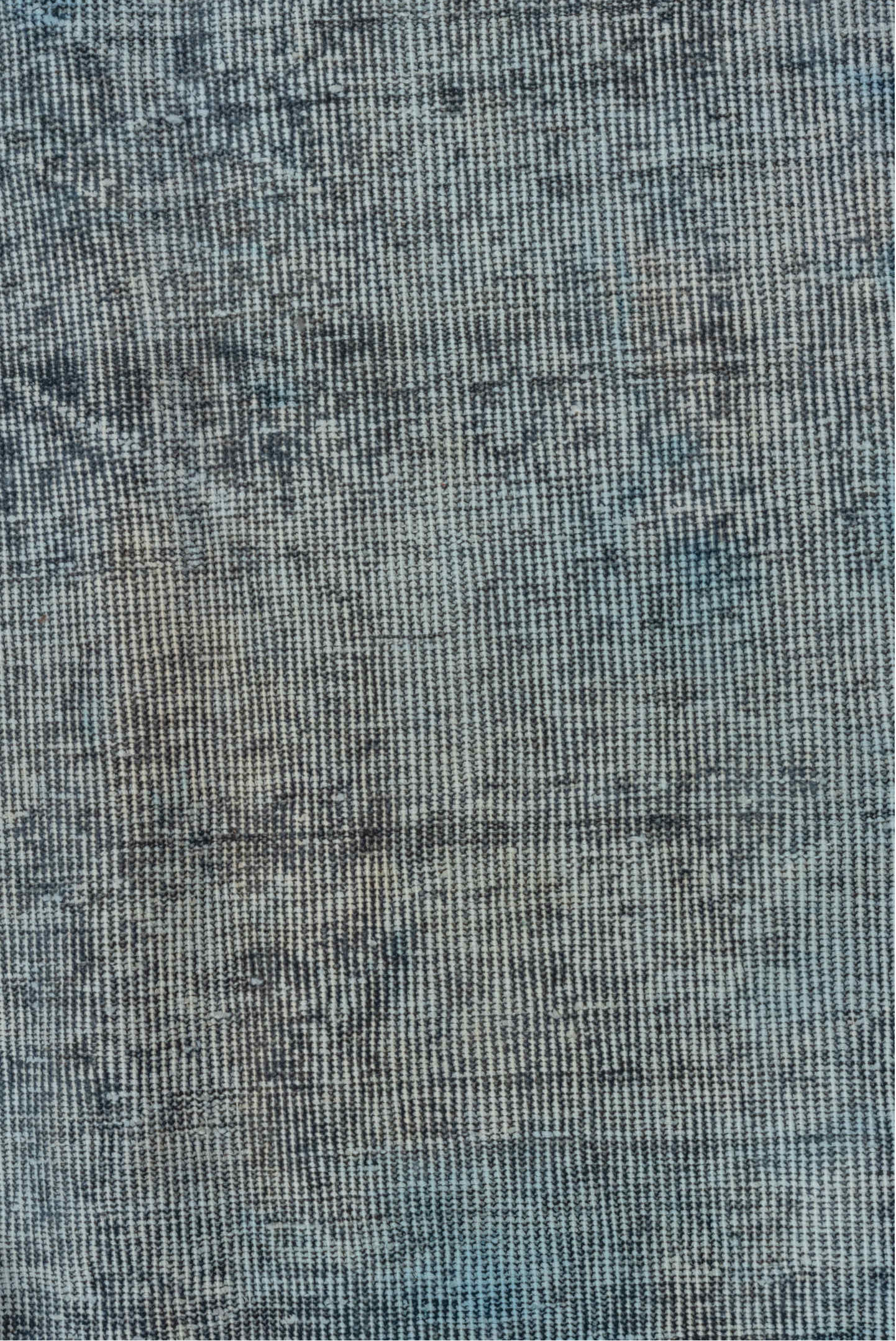 7' x 10' one-of-a-kind handmade vintage Overdyed large size rug. Color palette: blue, dark gray, dim gray, gray, light blue