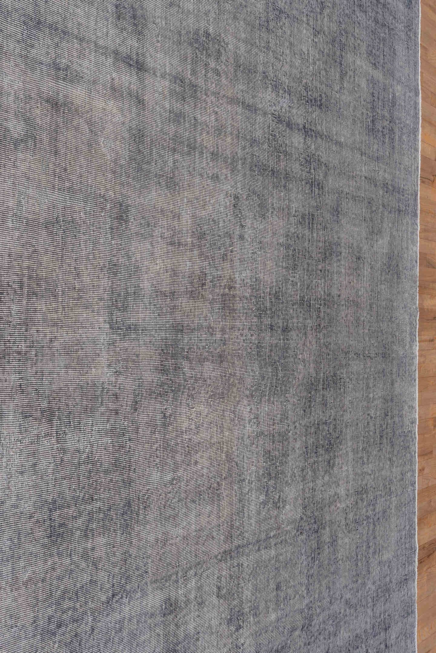 10' x 10' one-of-a-kind handmade antique Overdyed large size rug. Color palette: silver, gray, slate, ivory, blue