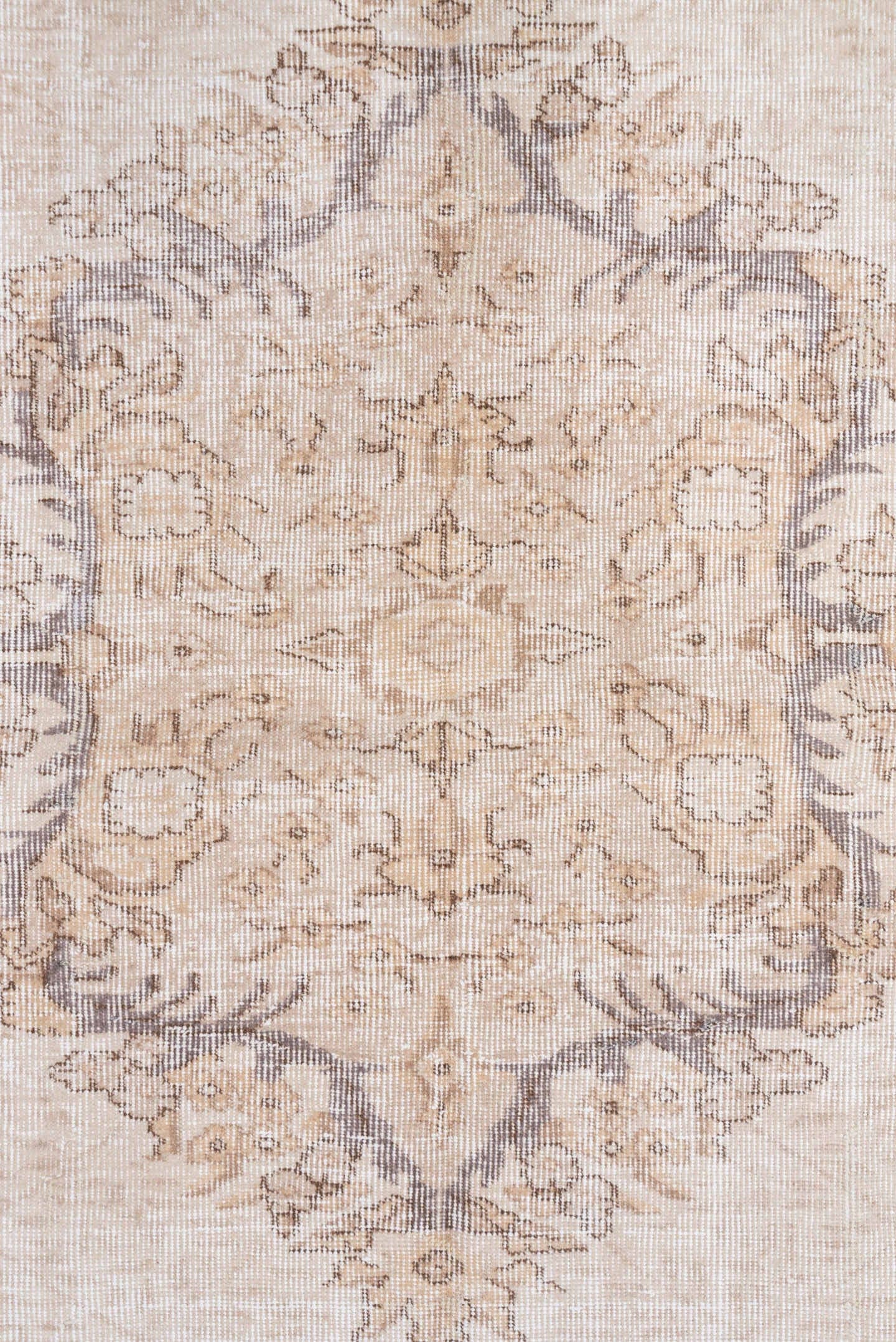6' x 9' one-of-a-kind handmade antique Sparta medium size rug. Color palette: ivory, taupe, gray, beige, cream