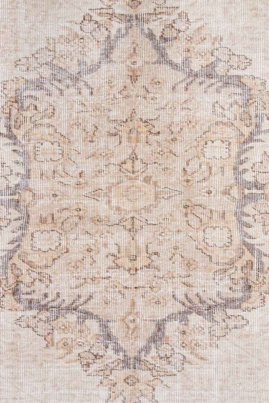 6' x 9' one-of-a-kind handmade antique Sparta medium size rug. Color palette: ivory, taupe, gray, beige, cream