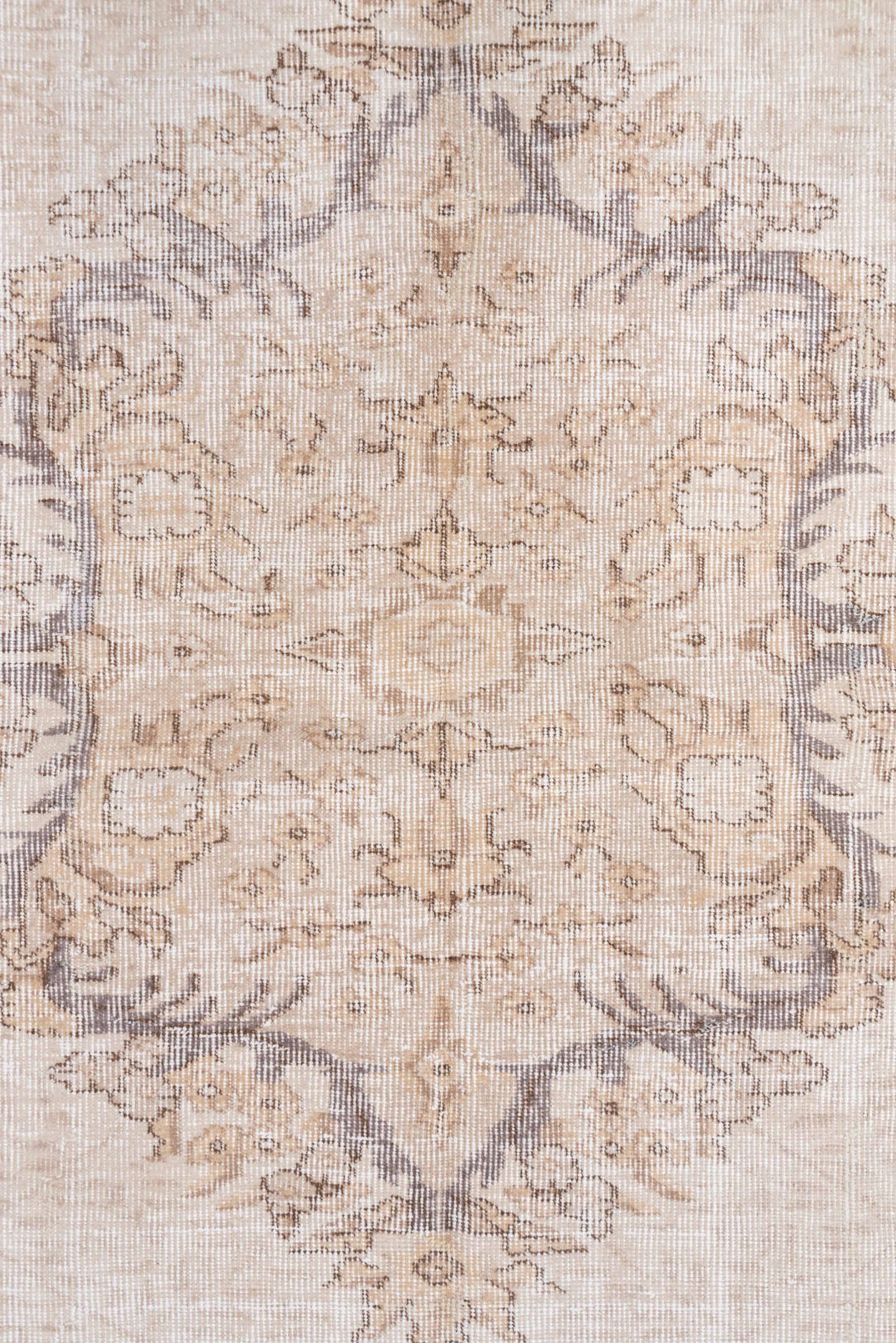 6' x 9' one-of-a-kind handmade antique Sparta medium size rug. Color palette: ivory, taupe, gray, beige, cream