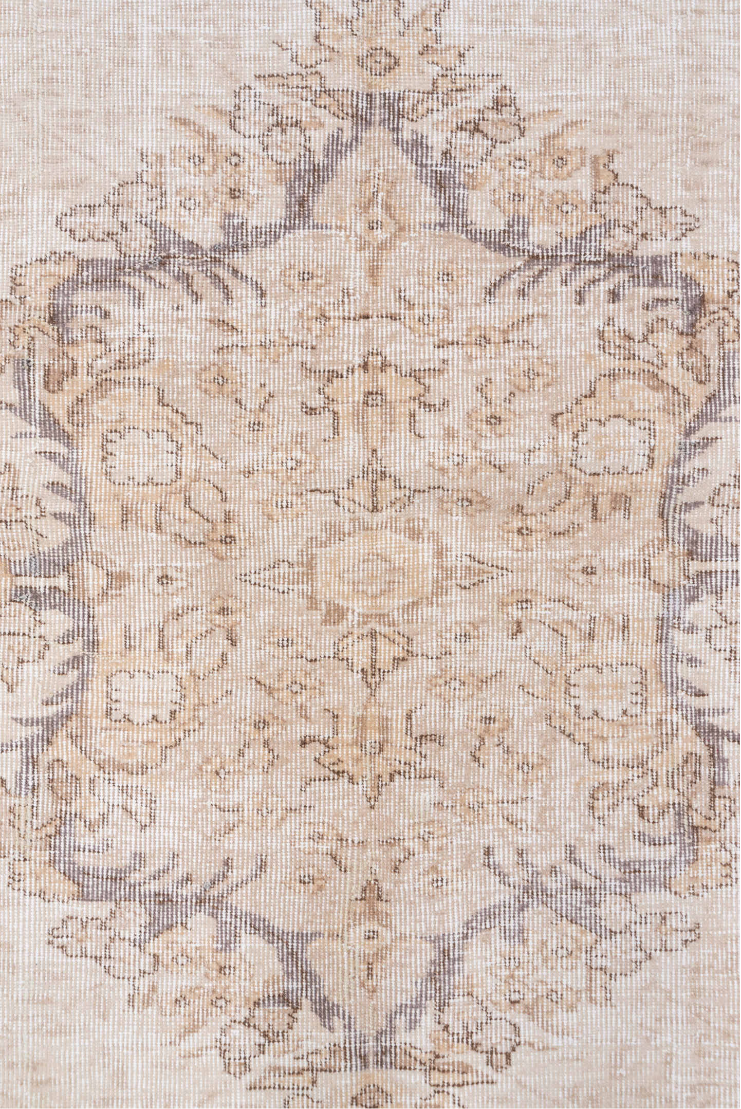 6' x 9' one-of-a-kind handmade antique Sparta medium size rug. Color palette: ivory, taupe, gray, beige, cream
