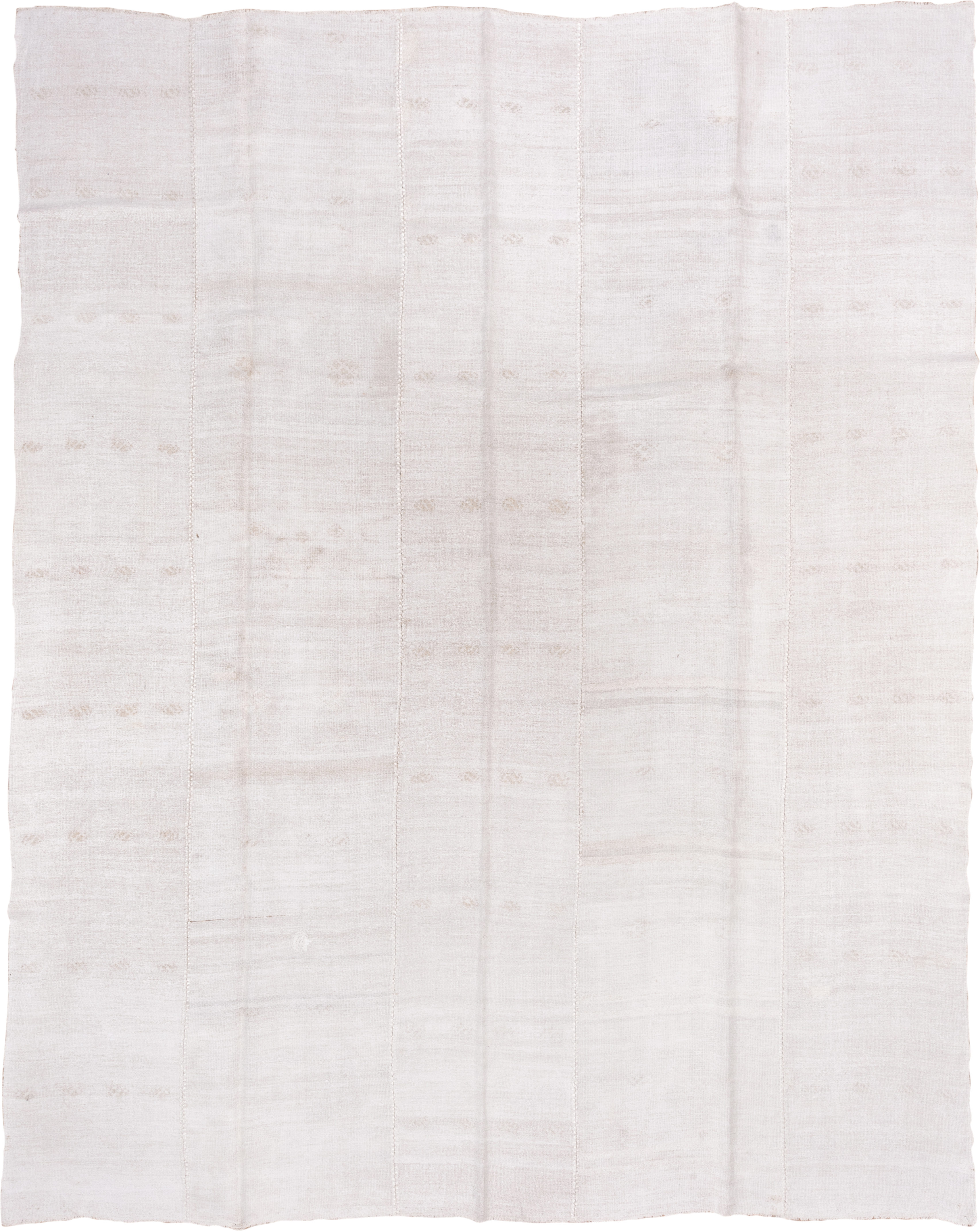10' x 13' one-of-a-kind handmade vintage Hemp Kilim large size rug. Color palette: ivory, cream, beige, taupe, gray