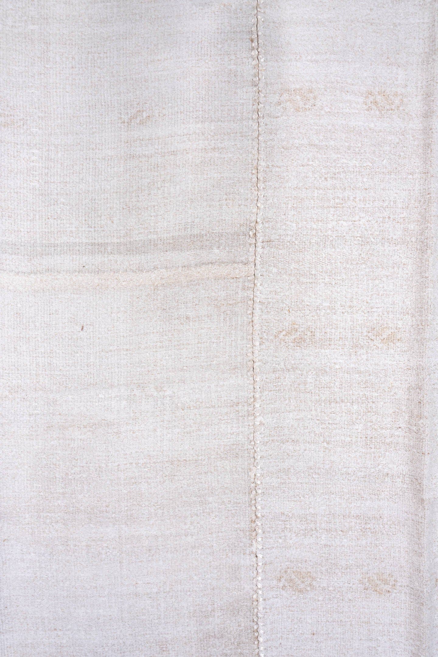 10' x 13' one-of-a-kind handmade vintage Hemp Kilim large size rug. Color palette: ivory, cream, beige, taupe, gray