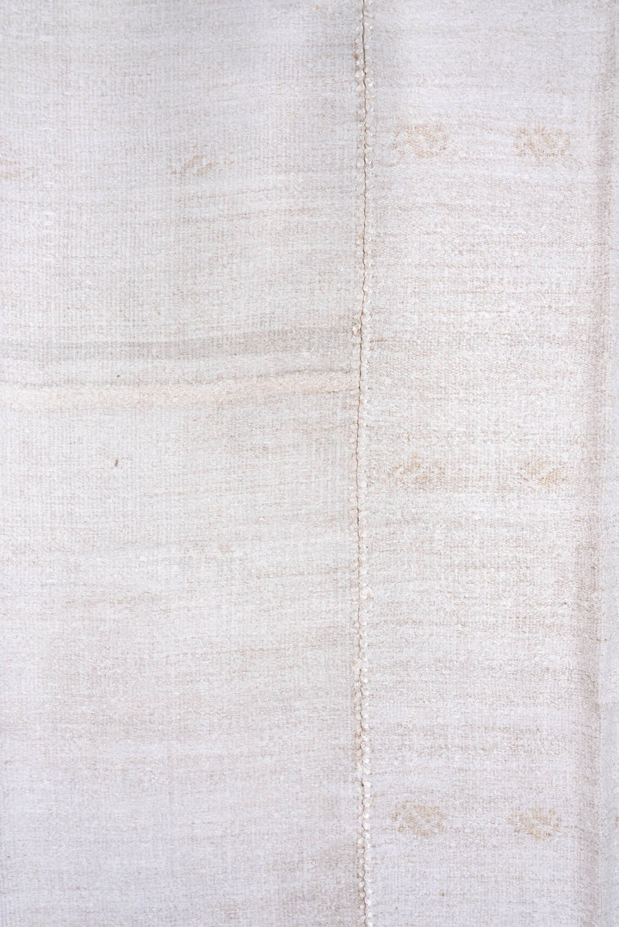 10' x 13' one-of-a-kind handmade vintage Hemp Kilim large size rug. Color palette: ivory, cream, beige, taupe, gray