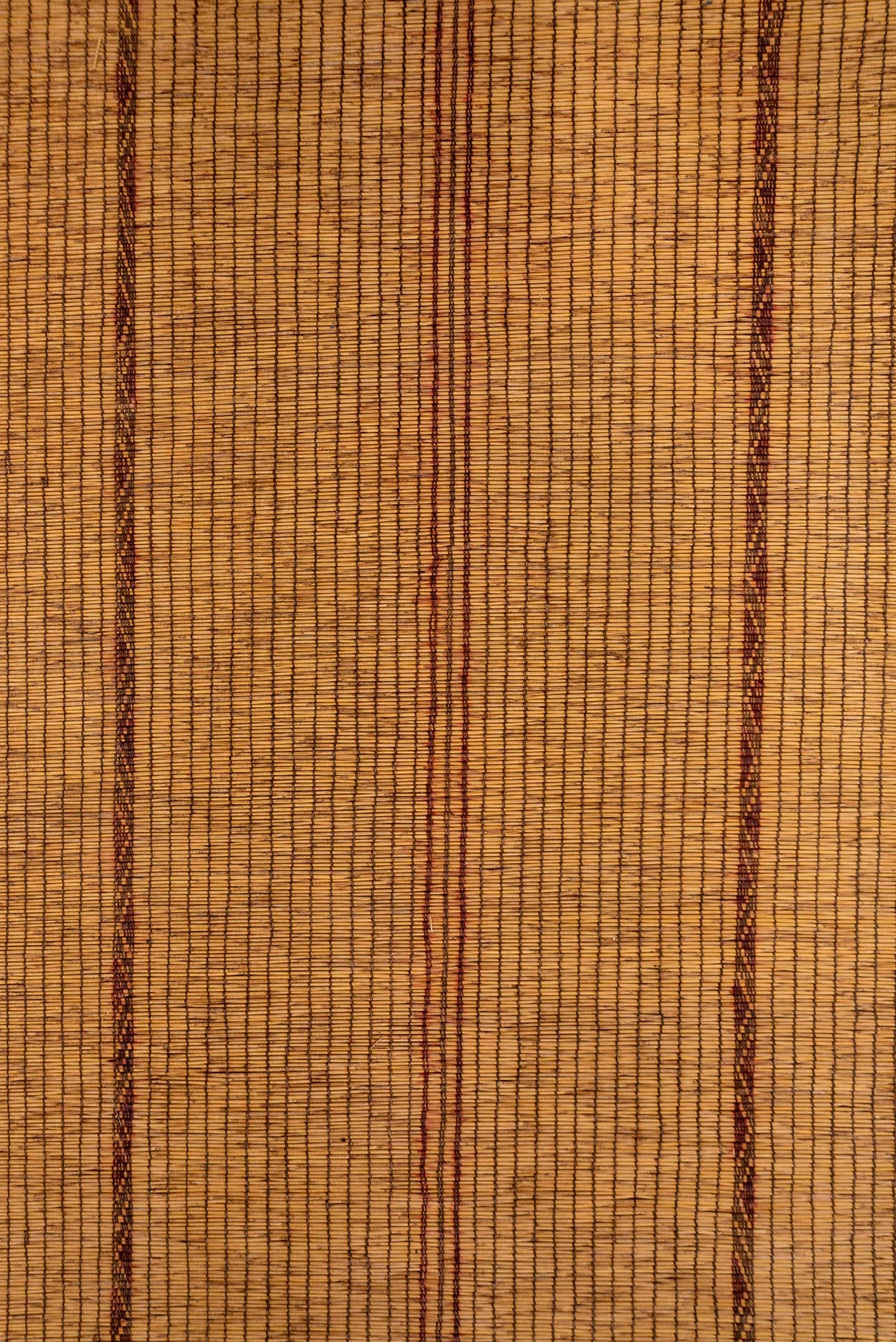 7' x 16' one-of-a-kind handmade vintage Tuareg rug. Color palette: camel, brown, tan, ochre, beige, gold