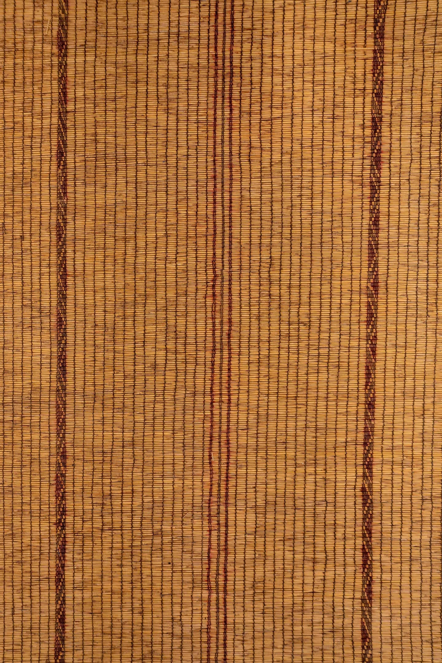 7' x 16' one-of-a-kind handmade vintage Tuareg rug. Color palette: camel, brown, tan, ochre, beige, gold