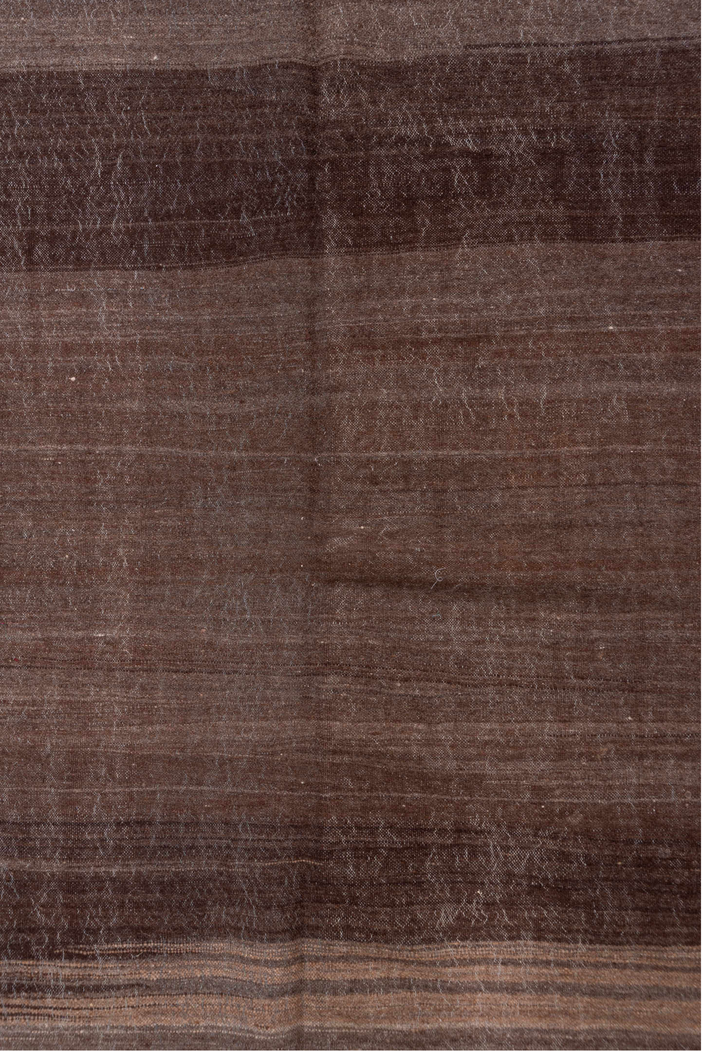 4' x 6' one-of-a-kind handmade vintage Blanket small size rug. Color palette: brown, taupe, charcoal, camel, beige, gray