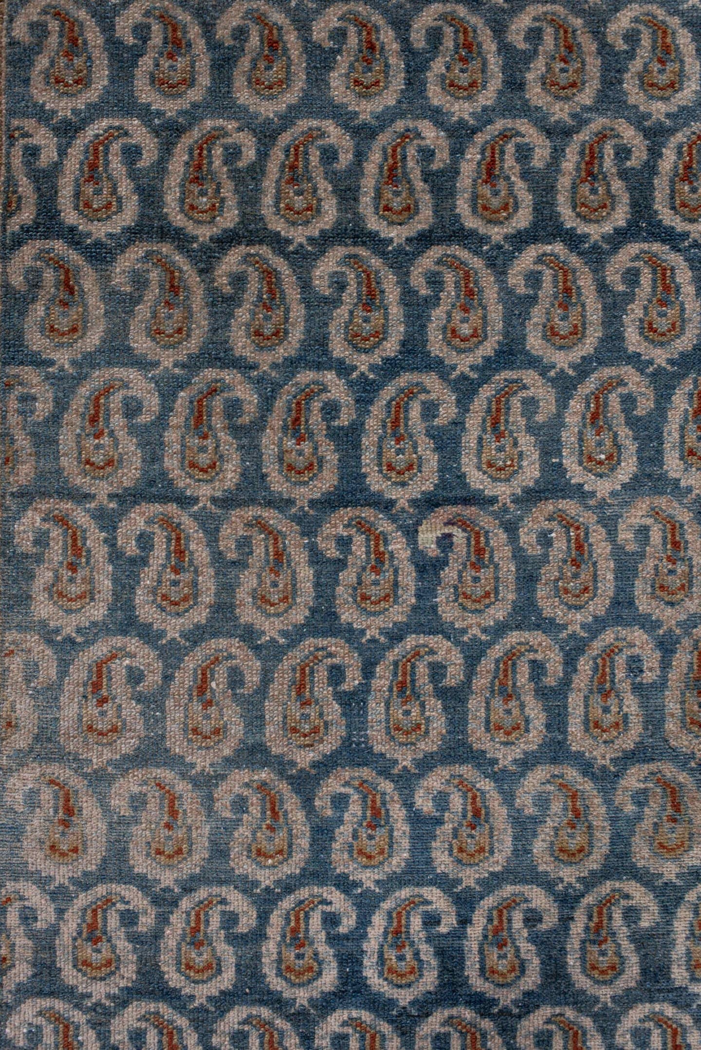 3' x 16' one-of-a-kind handmade antique Malayer runner rug. Color palette: pale blue, ivory, rust, taupe, brown, slate
