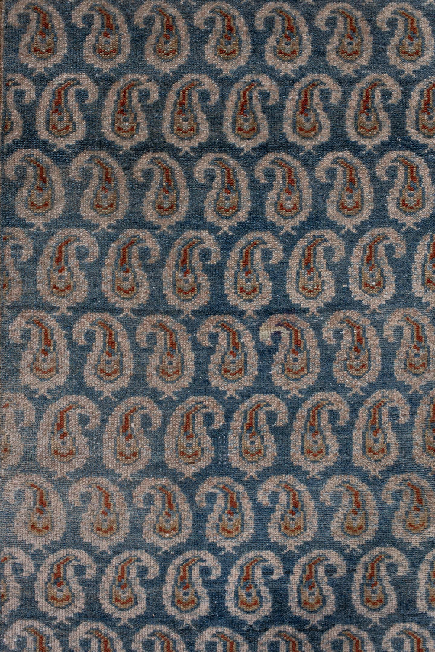 3' x 16' one-of-a-kind handmade antique Malayer runner rug. Color palette: pale blue, ivory, rust, taupe, brown, slate