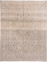 9' x 12' one-of-a-kind handmade vintage Tabriz large size rug. Color palette: ivory, taupe, beige, sand, camel, greige, gray