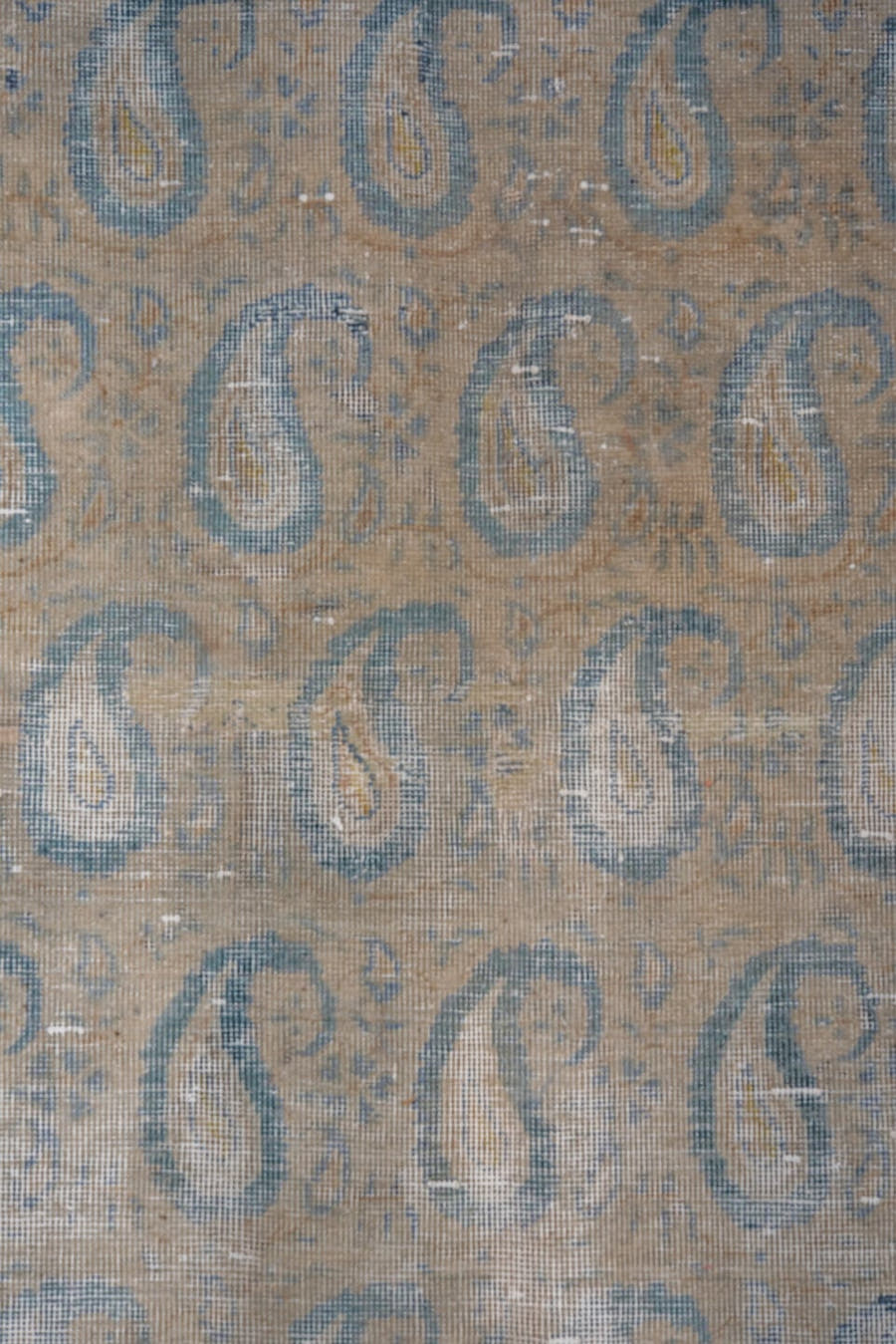 9' x 12' one-of-a-kind handmade antique Sivas large size rug. Color palette: pale blue, ivory, sky blue, beige, taupe, gold