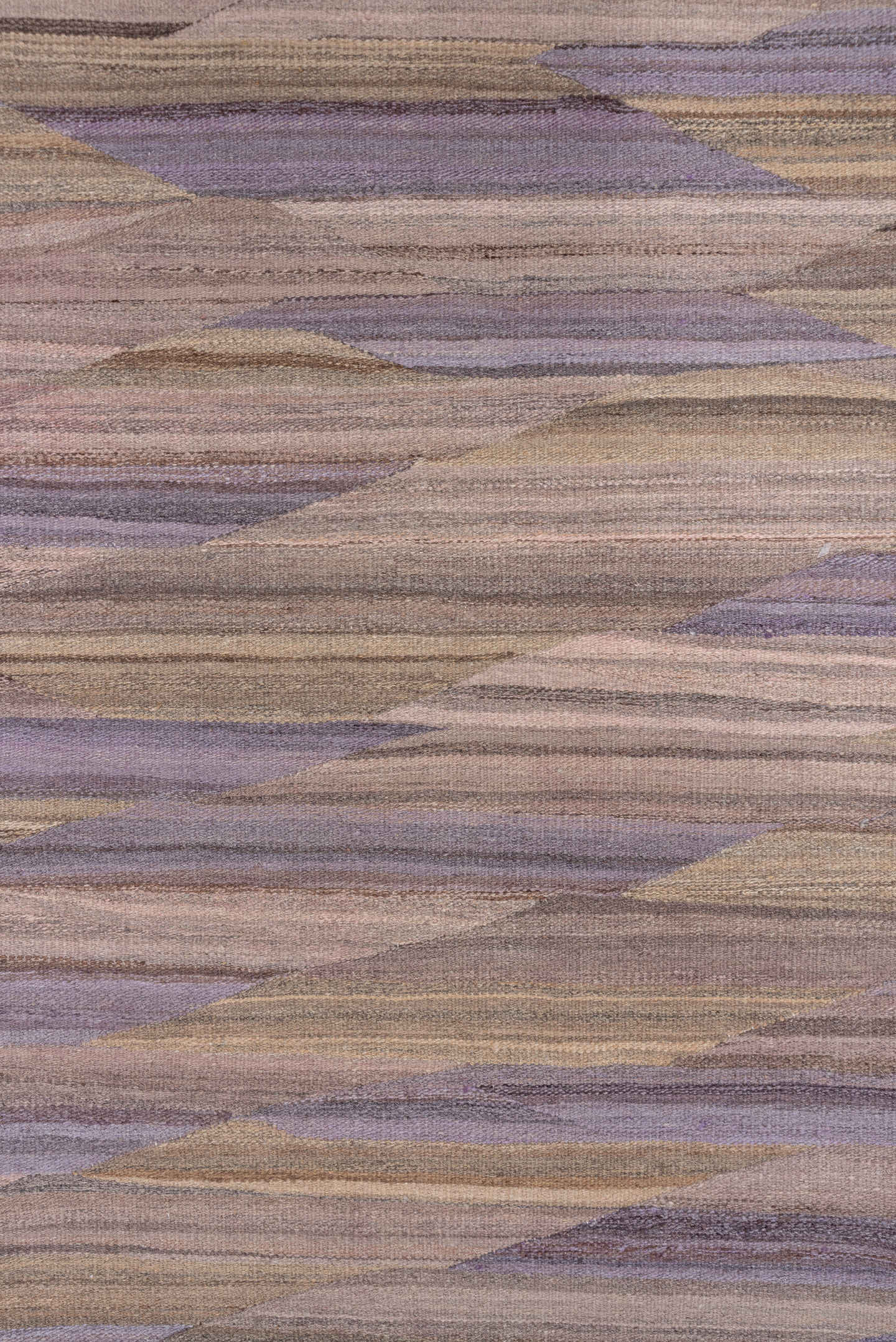 7' x 10' one-of-a-kind handmade vintage Kilim large size rug. Color palette: taupe, lavender, beige, mauve, brown, gray