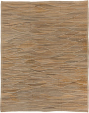8' x 9' one-of-a-kind handmade vintage Kilim rug. Color palette: taupe, camel, beige, ivory, brown, gray
