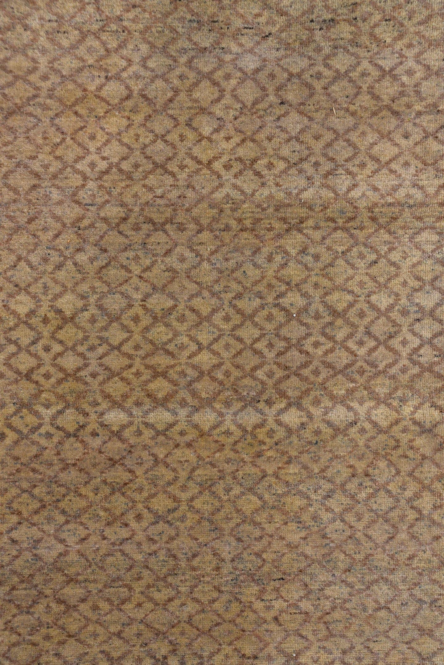 10' x 15' one-of-a-kind handmade vintage Mosaic rug. Color palette: beige, taupe, camel, brown, ivory, gray