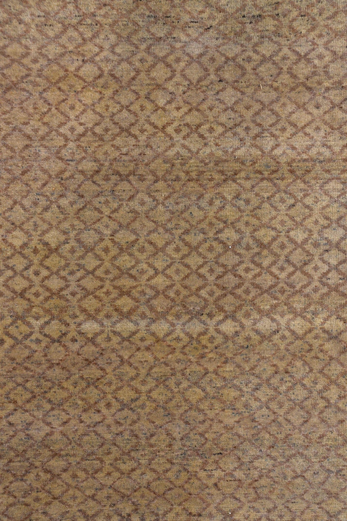 10' x 15' one-of-a-kind handmade vintage Mosaic rug. Color palette: beige, taupe, camel, brown, ivory, gray