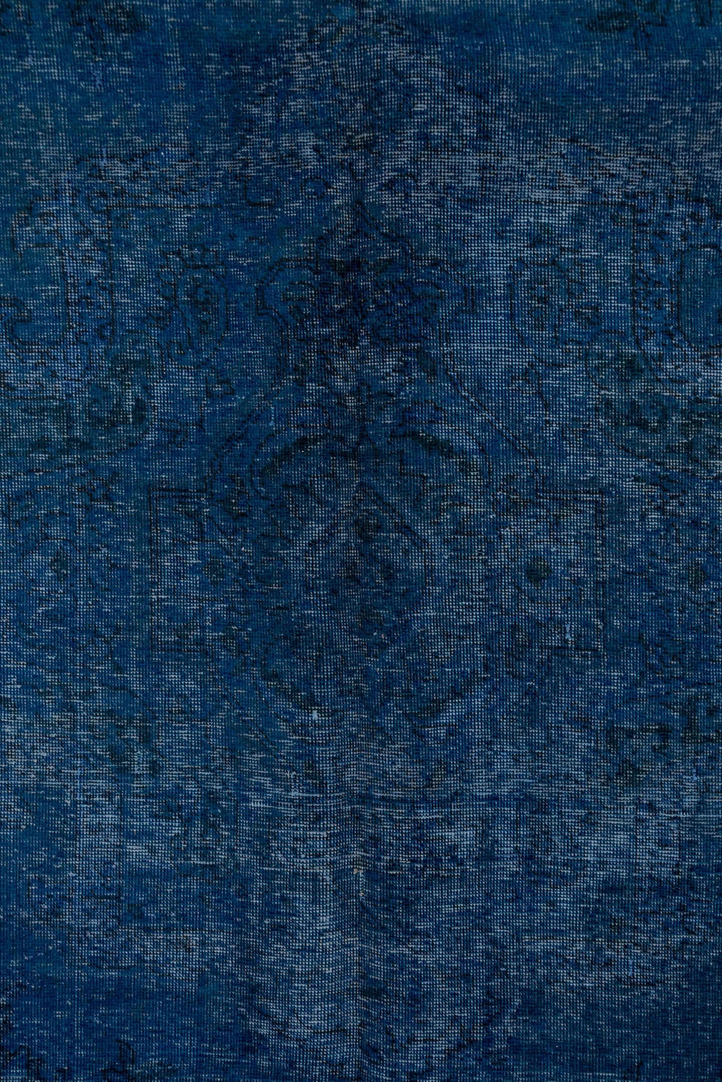 9' x 12' one-of-a-kind handmade antique Overdyed large size rug. Color palette: navy, indigo, slate, charcoal, blue, purple