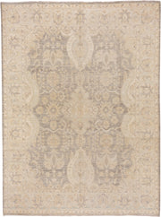 9' x 12' one-of-a-kind handmade vintage Sivas large size rug. Color palette: ivory, beige, taupe, gray, cream, pale gold