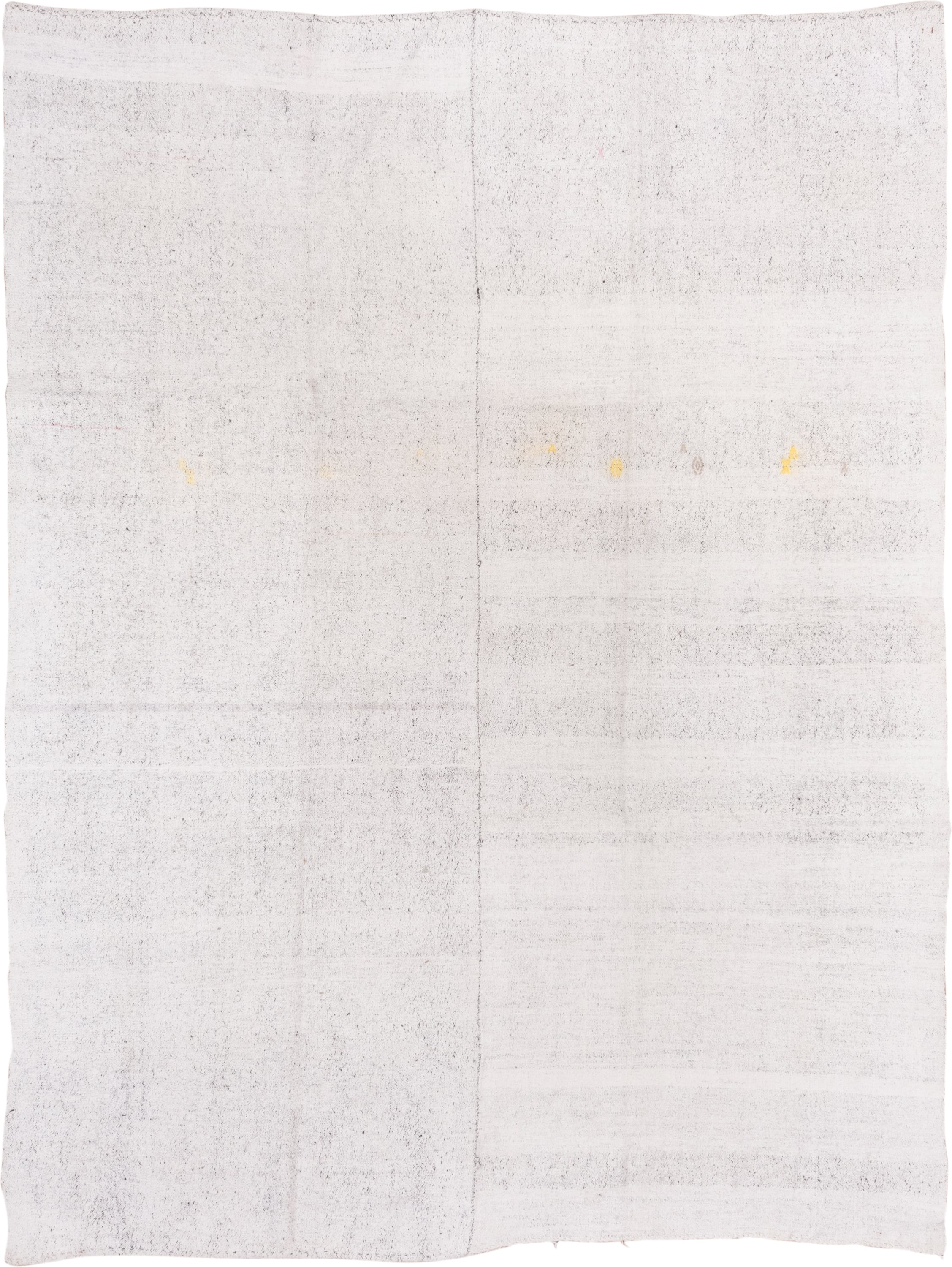 7' x 10' one-of-a-kind handmade vintage Flatweave large size rug. Color palette: ivory, cream, taupe, light gray, pale gold