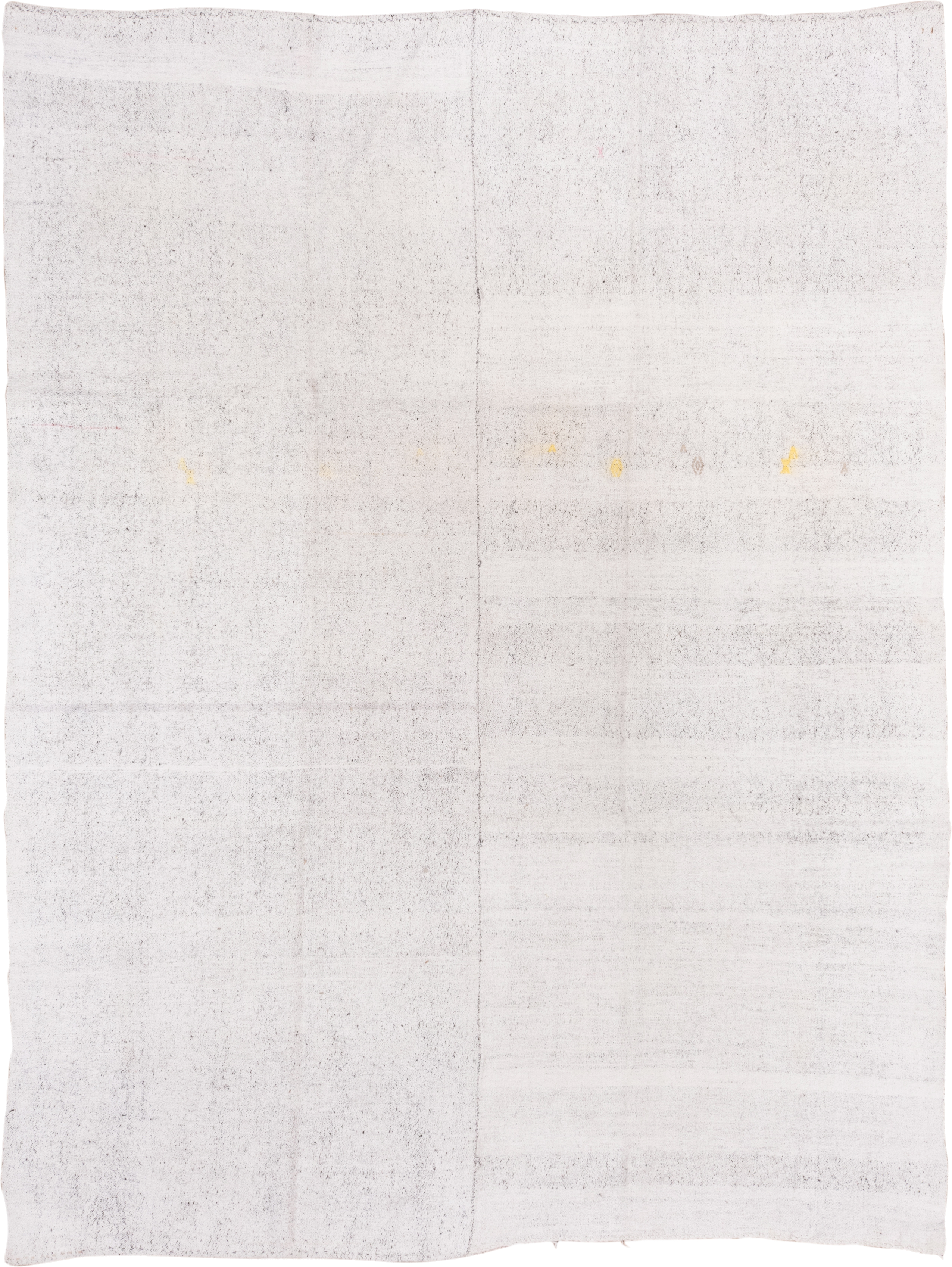 7' x 10' one-of-a-kind handmade vintage Flatweave large size rug. Color palette: ivory, cream, taupe, light gray, pale gold