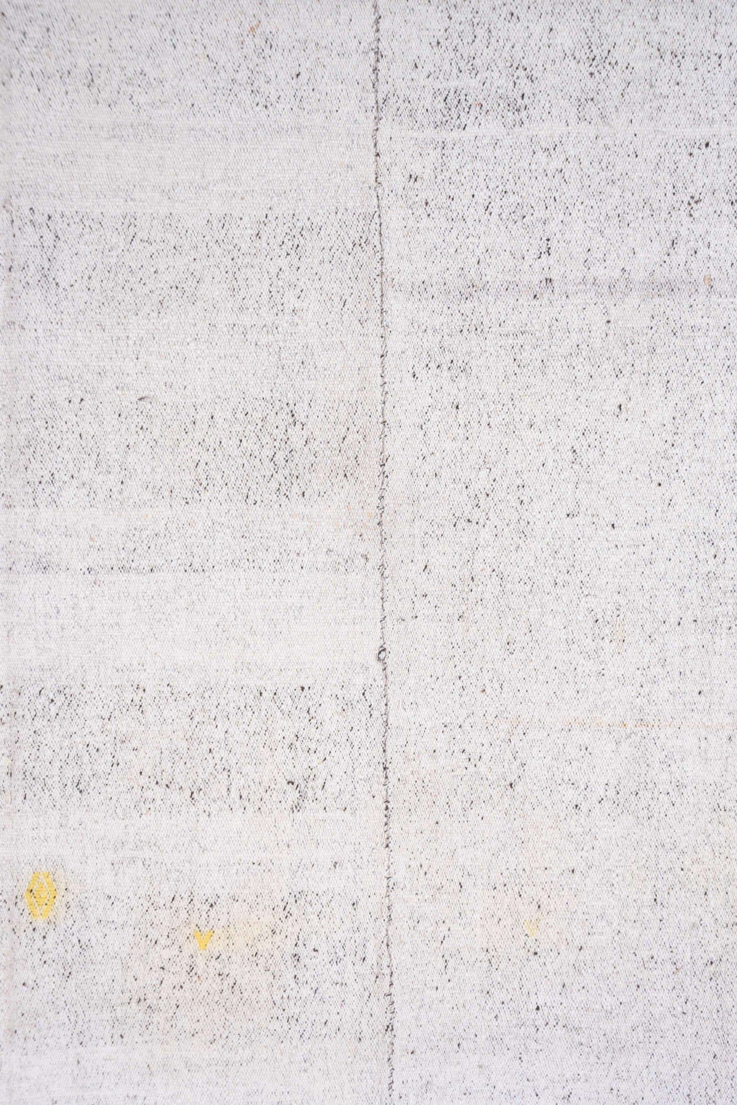 7' x 10' one-of-a-kind handmade vintage Flatweave large size rug. Color palette: ivory, cream, taupe, light gray, pale gold