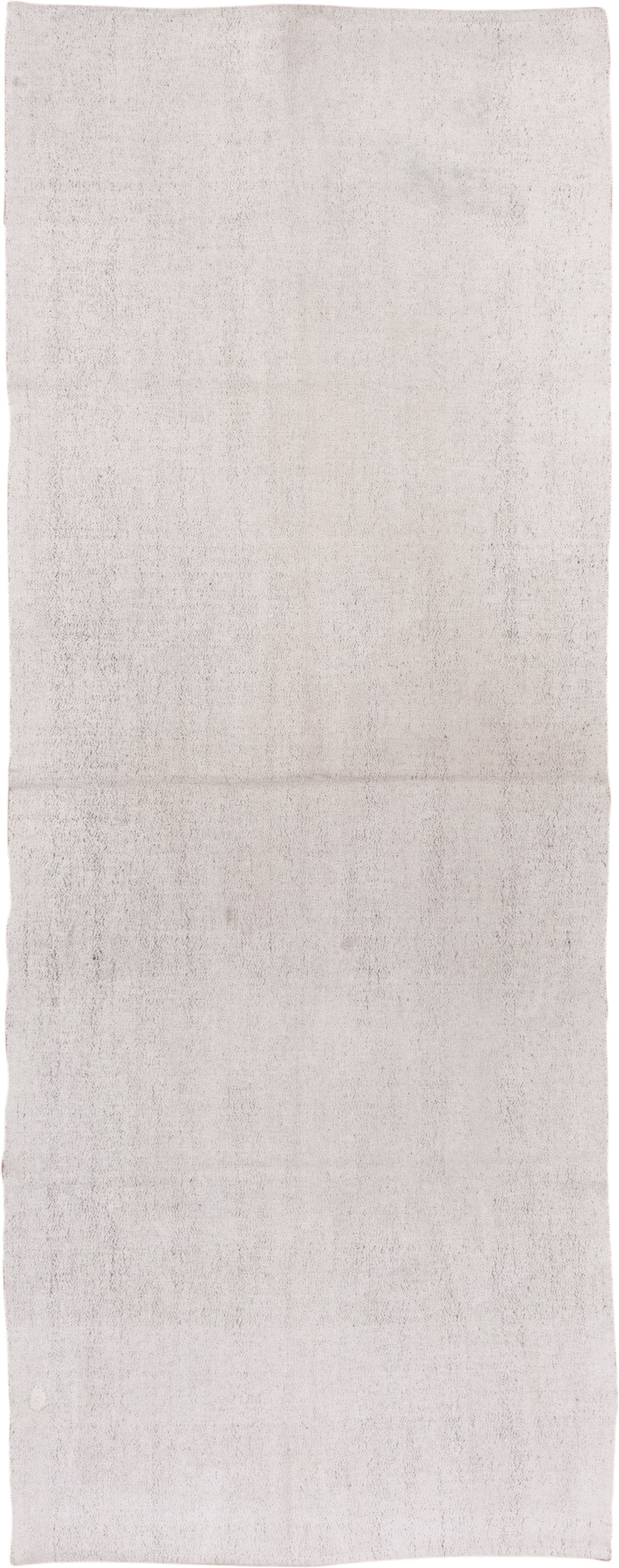 3' x 10' one-of-a-kind handmade vintage Flatweave runner rug. Color palette: ivory, cream, taupe, beige, gray