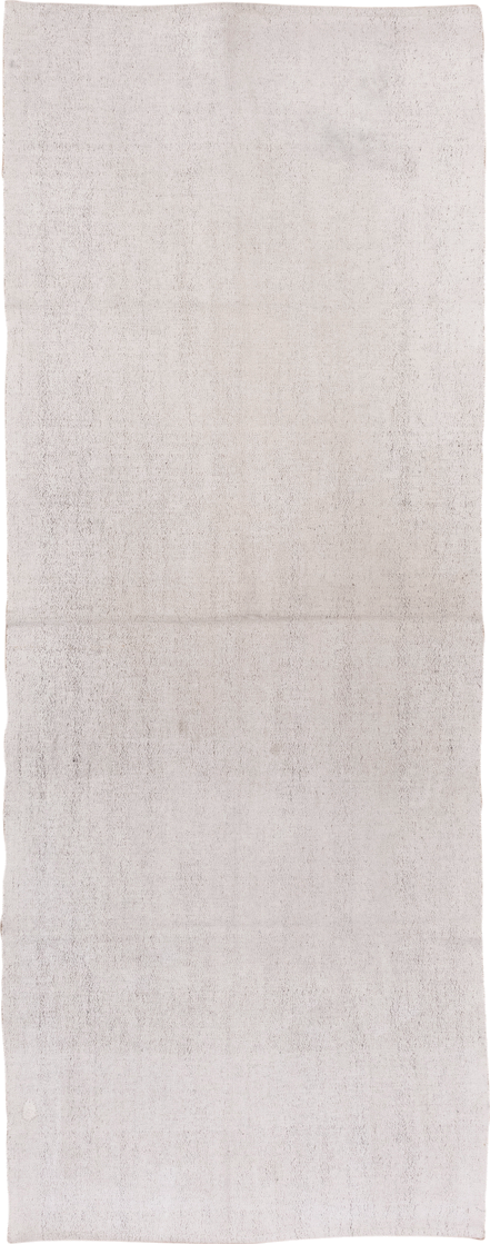 3' x 10' one-of-a-kind handmade vintage Flatweave runner rug. Color palette: ivory, cream, taupe, beige, gray