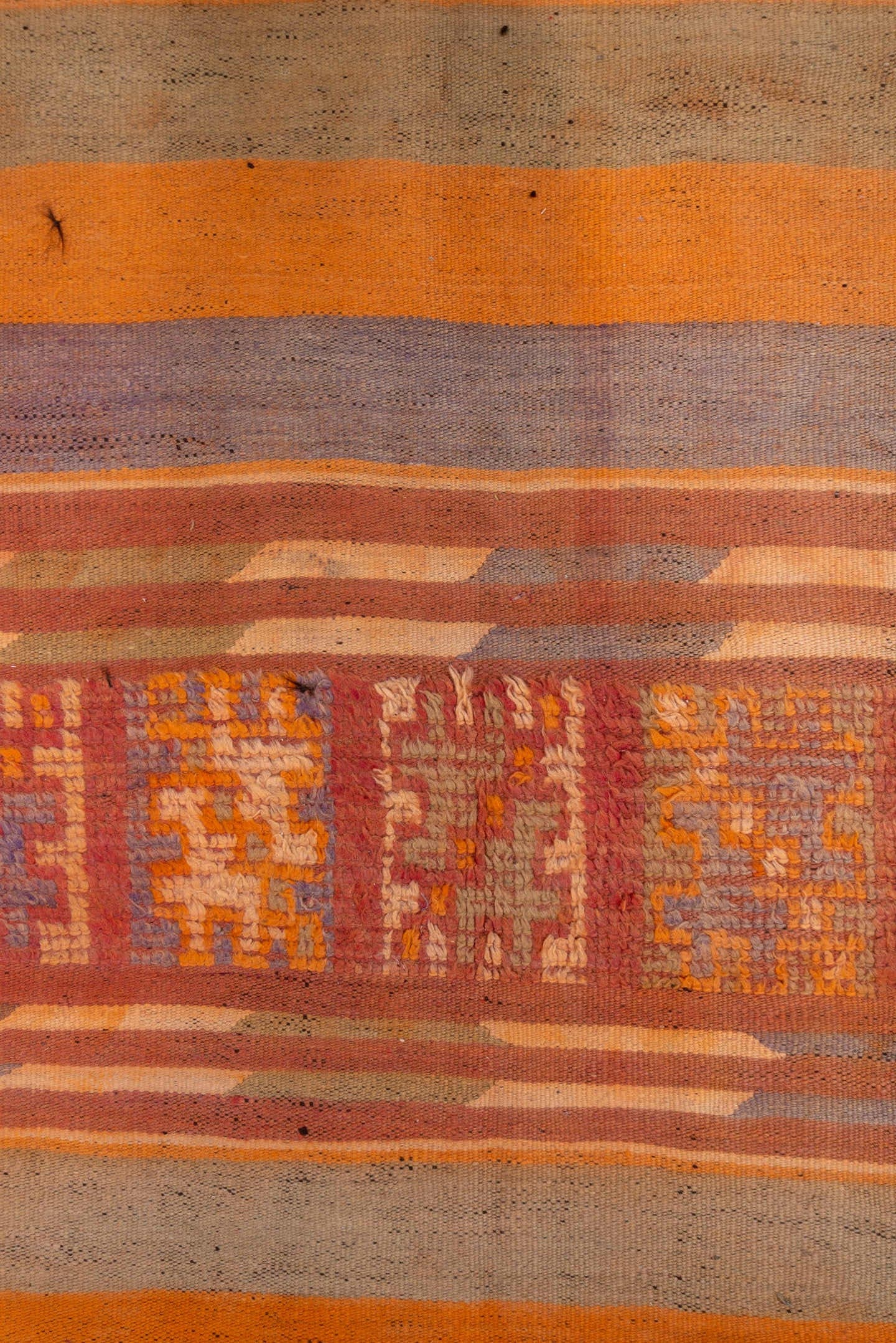 6' x 11' one-of-a-kind handmade vintage Moroccan large size rug. Color palette: terra cotta, rose, lavender, taupe, rust