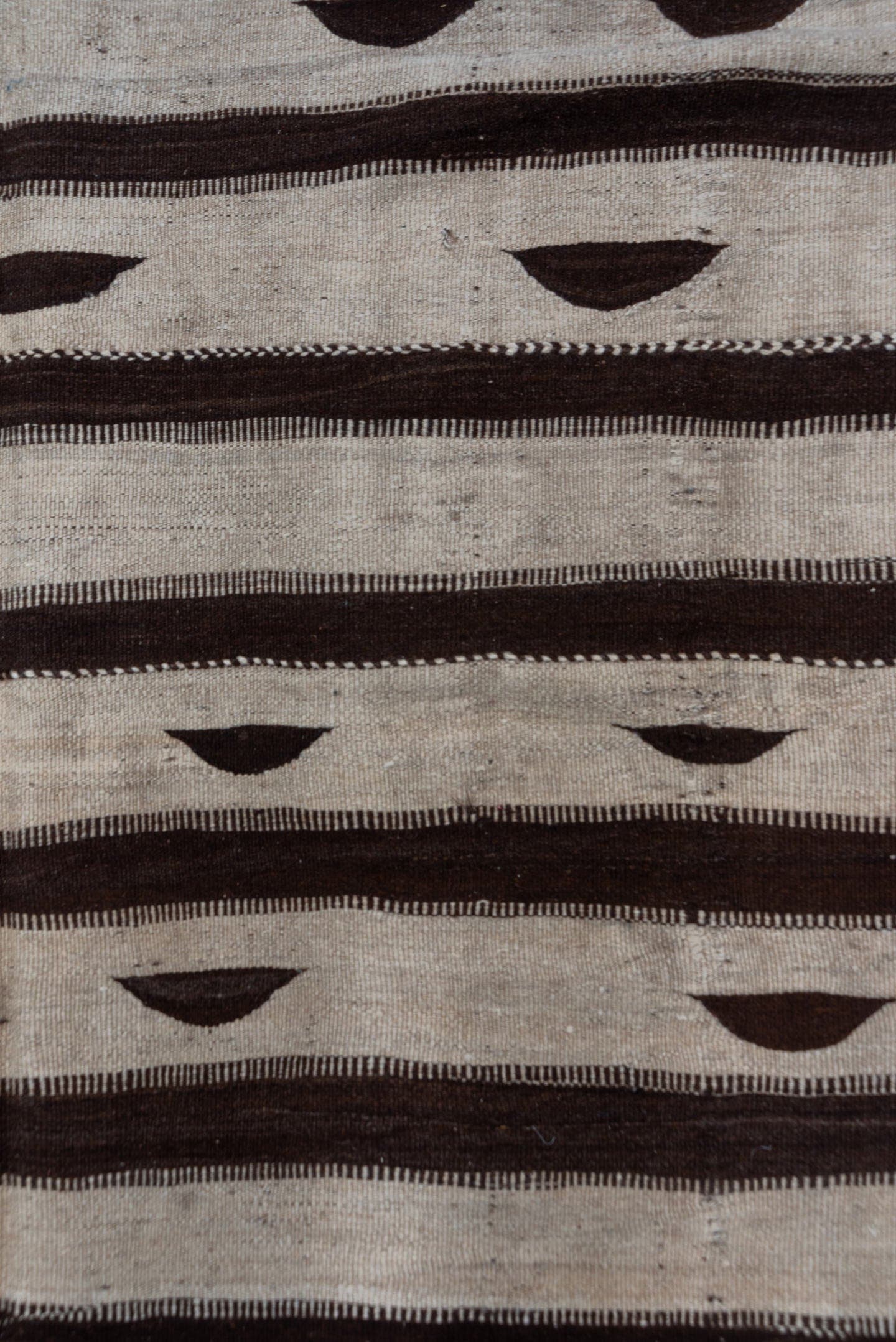 5' x 11' one-of-a-kind handmade vintage Kilim runner rug. Color palette: ivory, brown, espresso, black