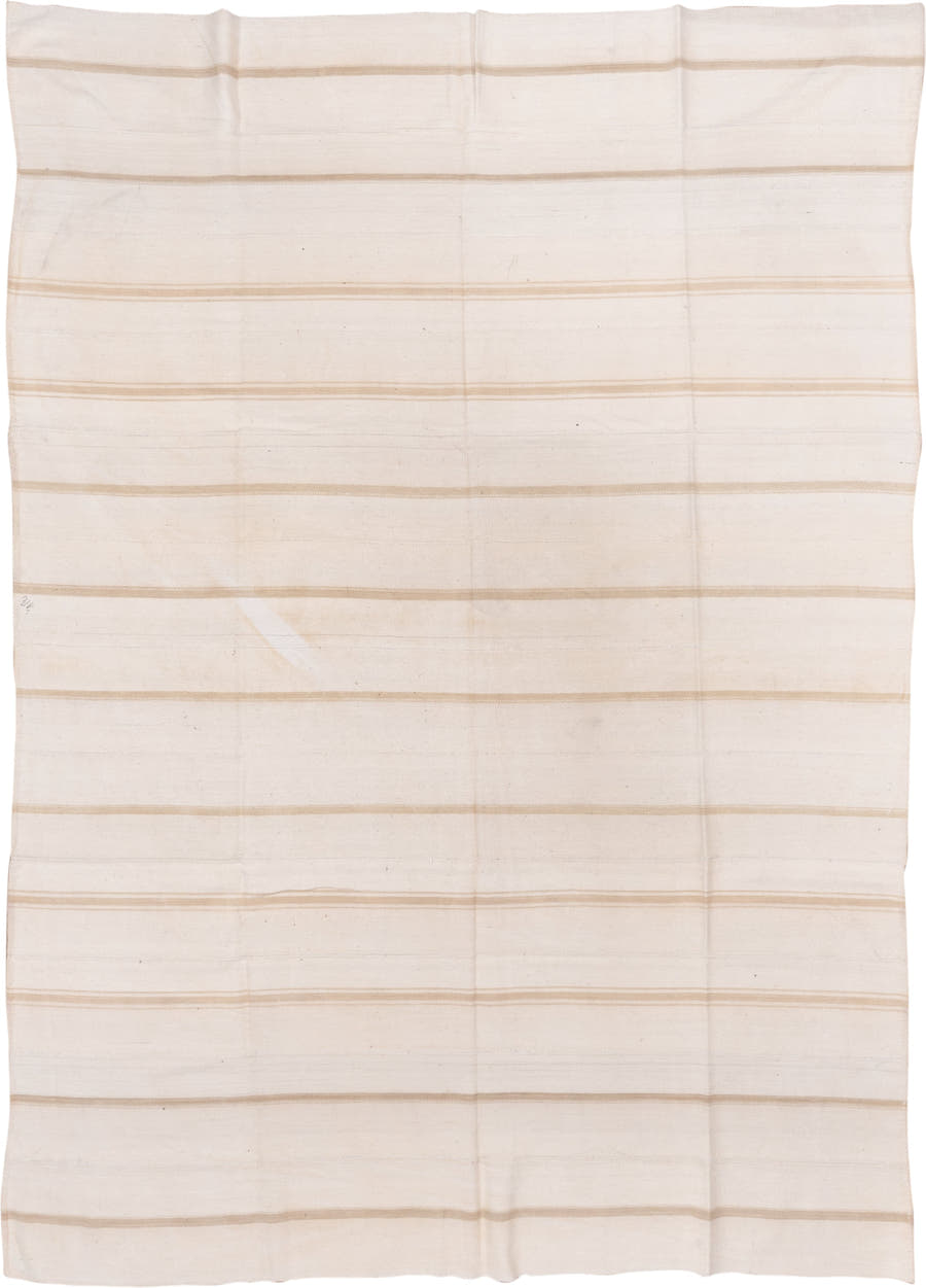 8' x 11' one-of-a-kind handmade vintage Flatweave large size rug. Color palette: ivory, cream, beige, taupe, gray