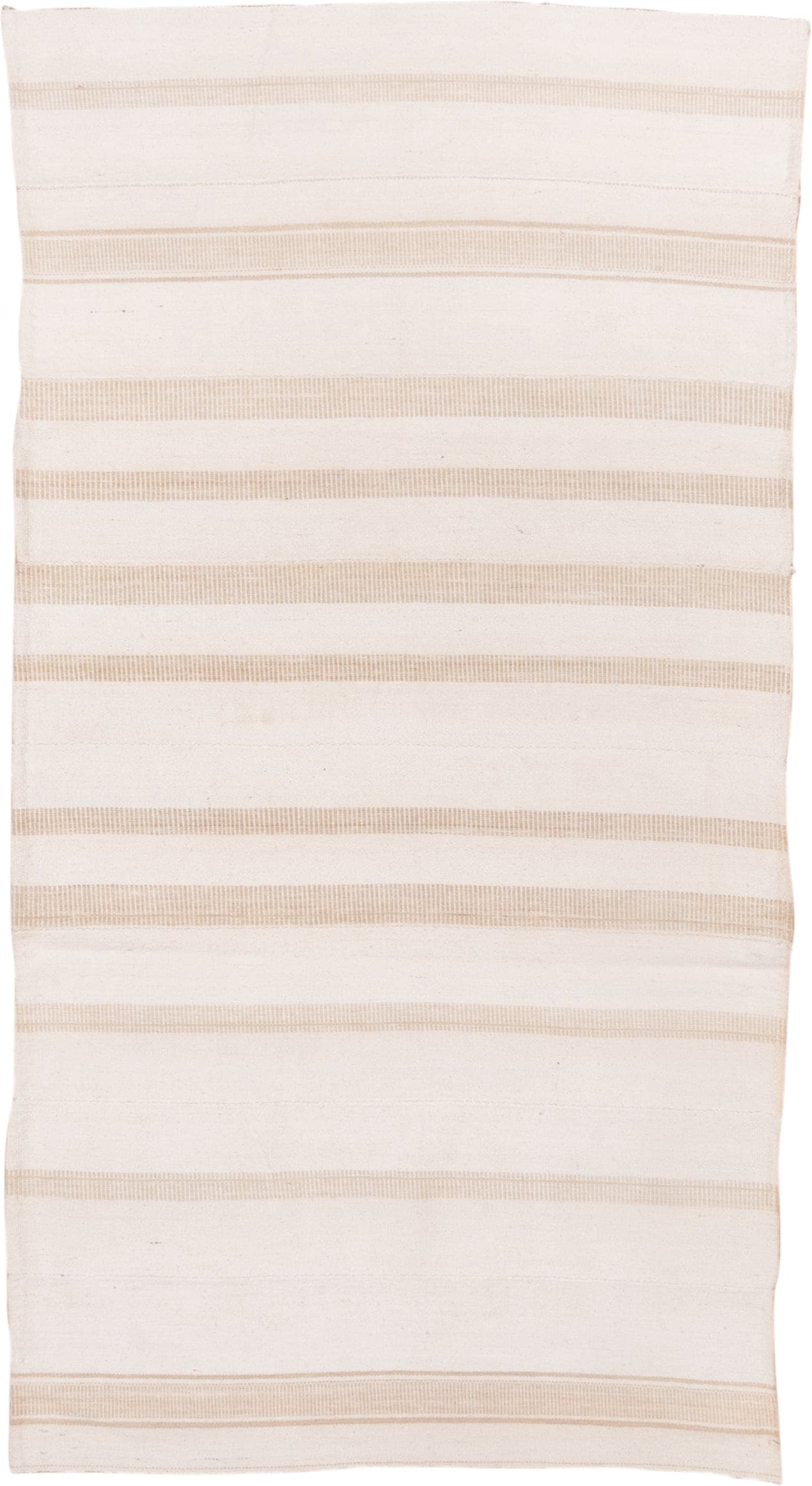 3' x 7' one-of-a-kind handmade vintage Flatweave rug. Color palette: ivory, cream, beige