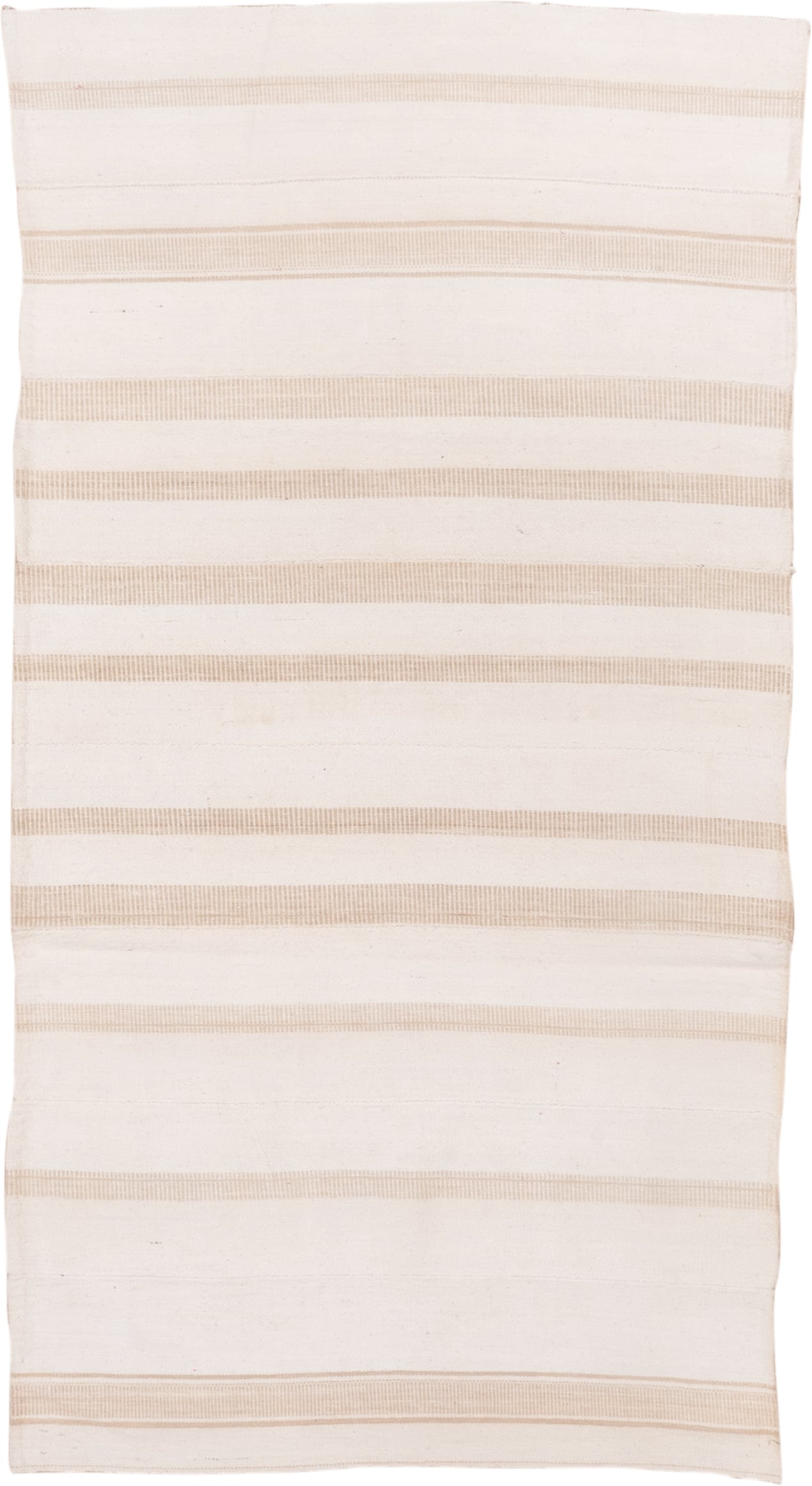 3' x 7' one-of-a-kind handmade vintage Flatweave rug. Color palette: ivory, cream, beige