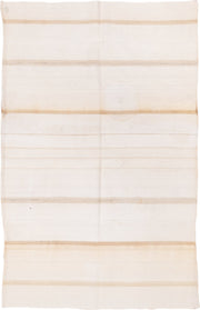 4' x 6' one-of-a-kind handmade vintage Flatweave small size rug. Color palette: ivory, cream, beige, camel