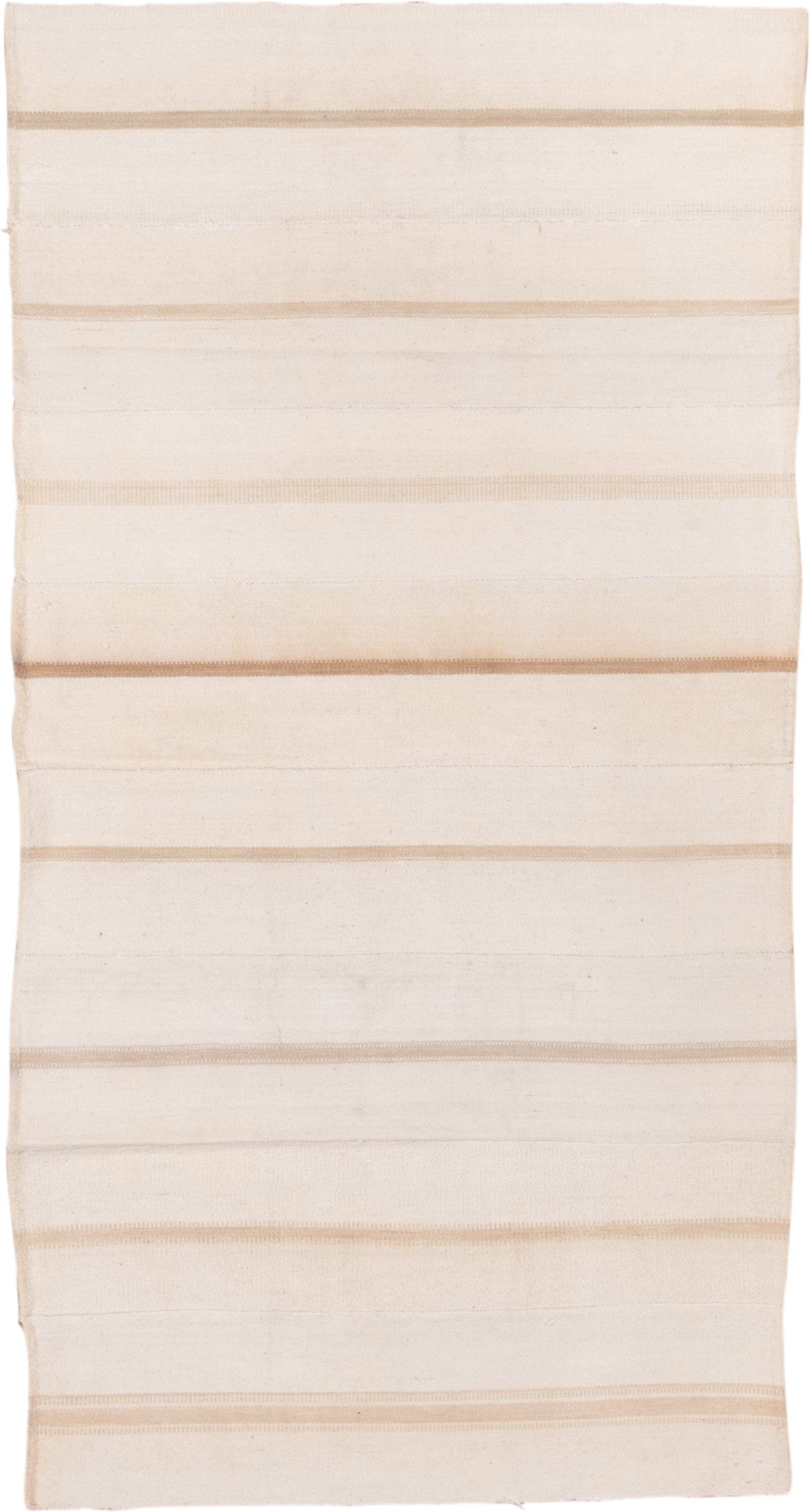 4' x 7' one-of-a-kind handmade vintage Flatweave rug. Color palette: ivory, cream, beige, taupe, gray