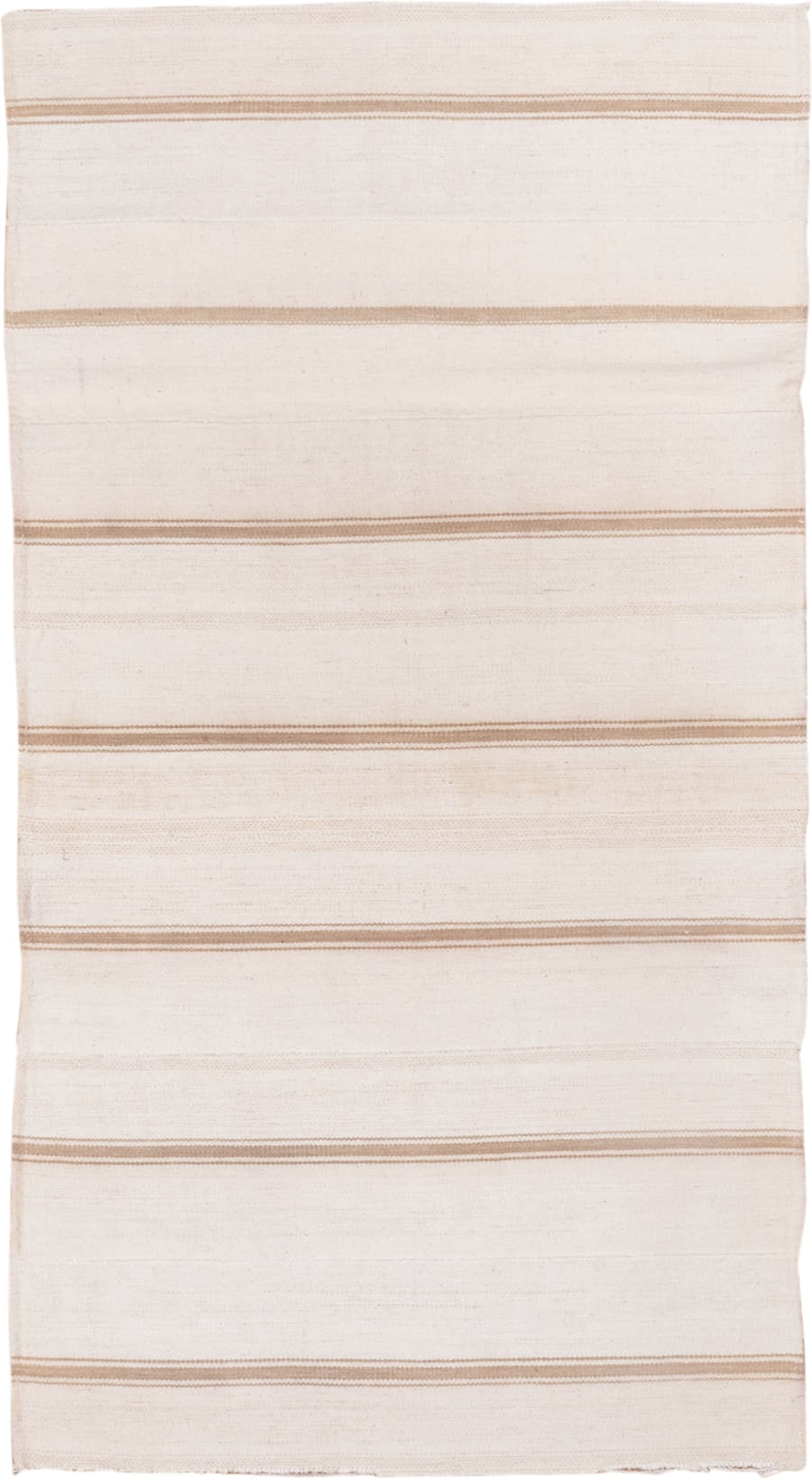 3' x 7' one-of-a-kind handmade vintage Flatweave rug. Color palette: ivory, cream, tan, taupe, beige, gray