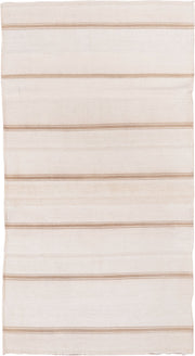 3' x 7' one-of-a-kind handmade vintage Flatweave rug. Color palette: ivory, cream, tan, taupe, beige, gray